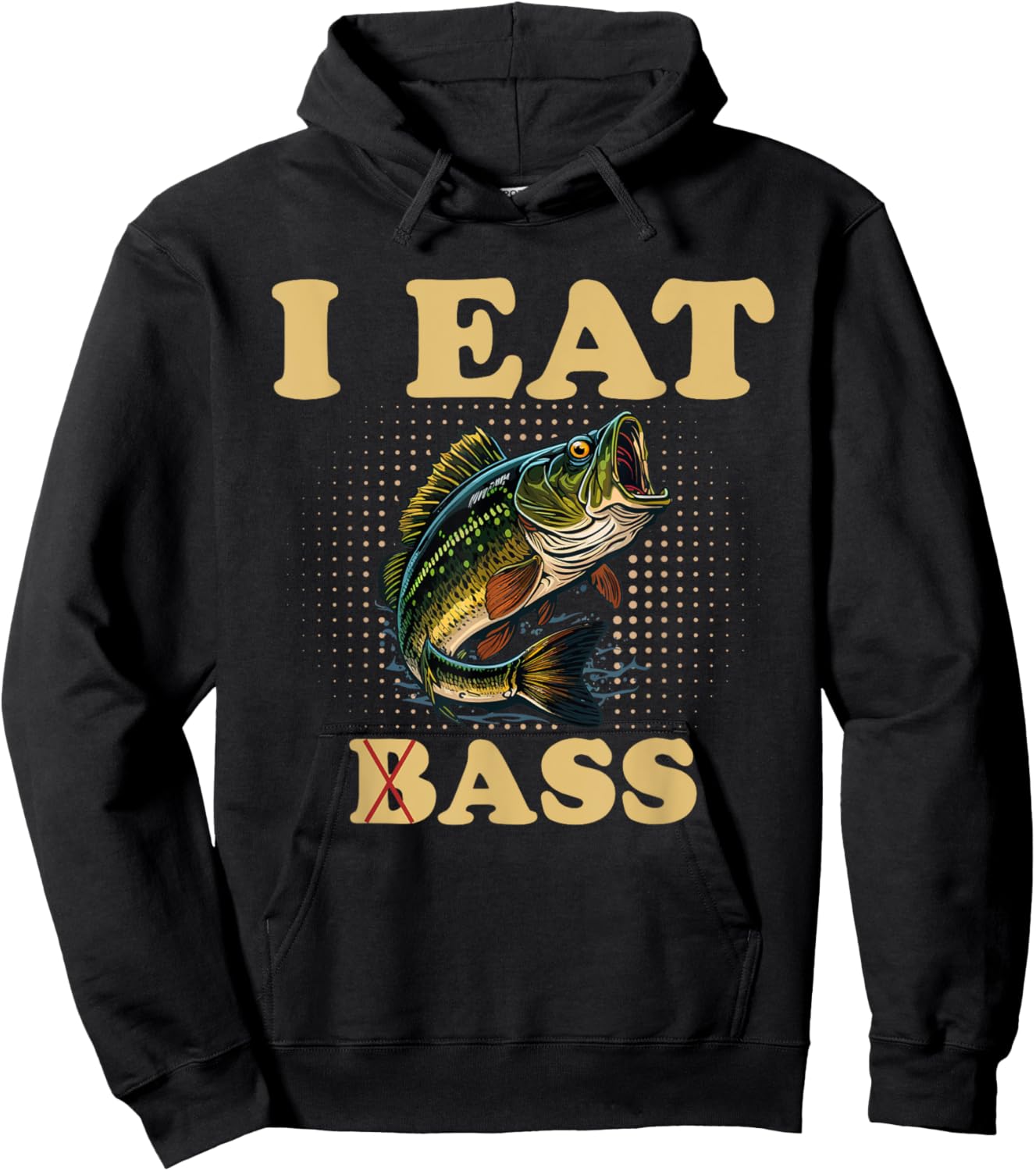 I Eat Bass Humor Fishing Hoodie - Hoodie | Black
