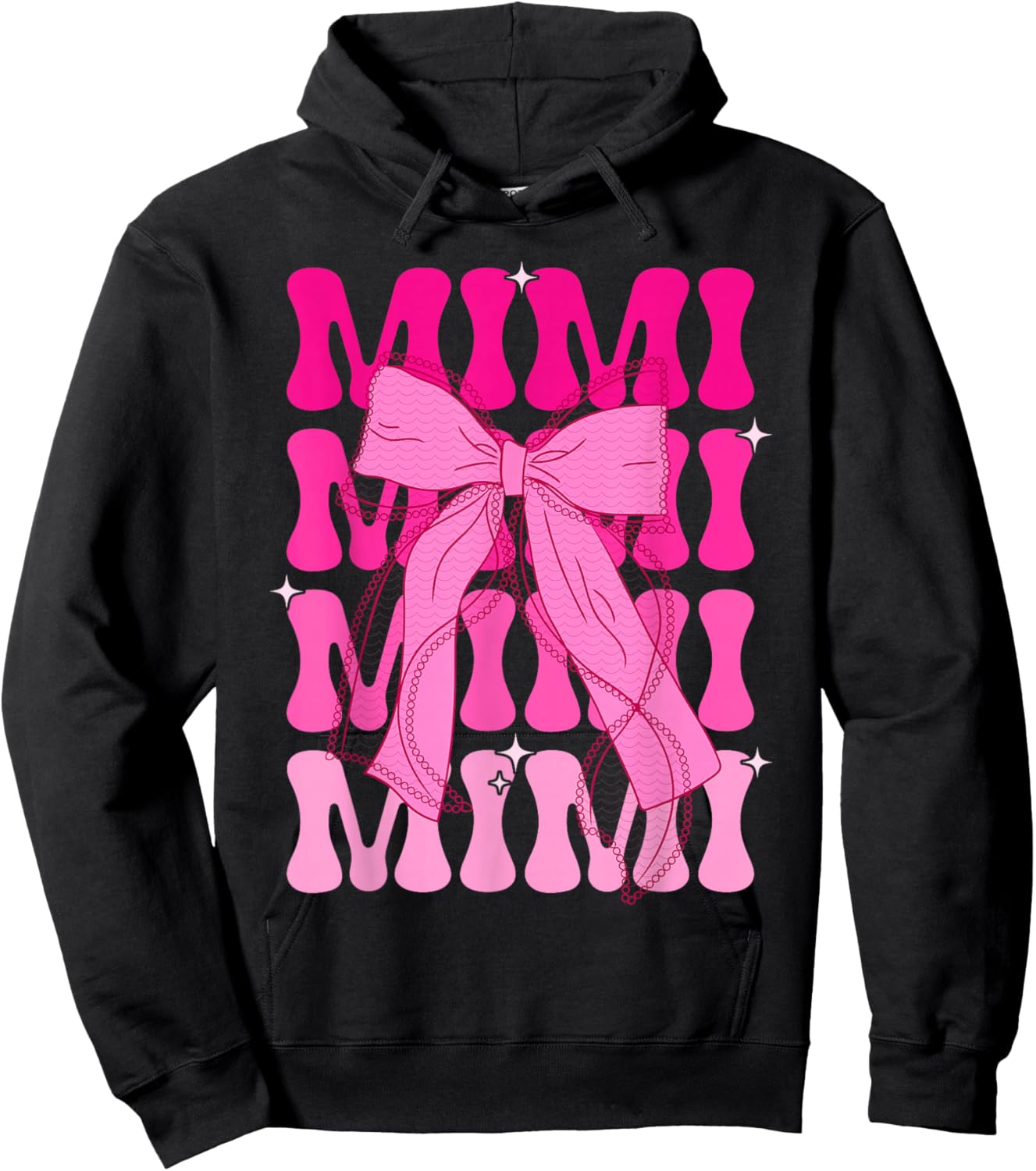 Mimi Happy Mother's Day Pink Coquette Bow Mom Girl Women Hoodie - Hoodie | Black