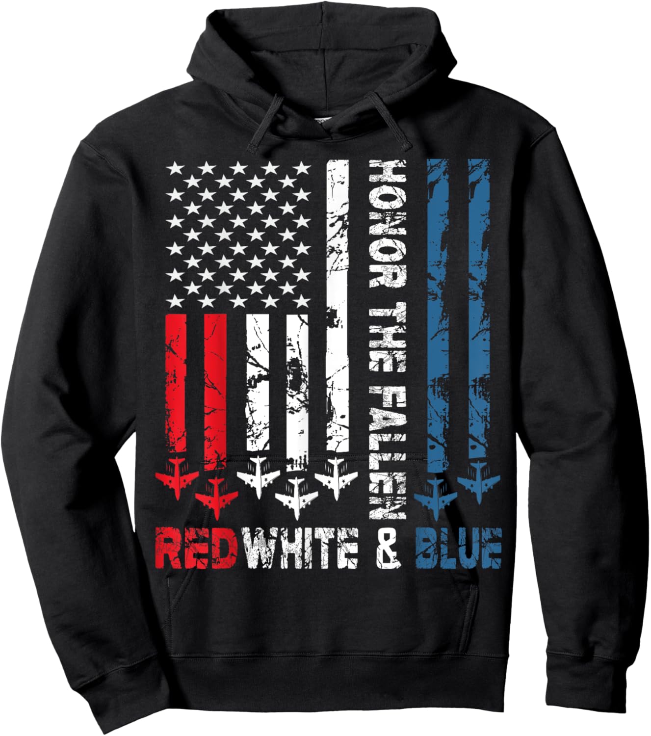 Honor the Fallen Red White and Blue - Veteran Themed Hoodie - Hoodie | Black