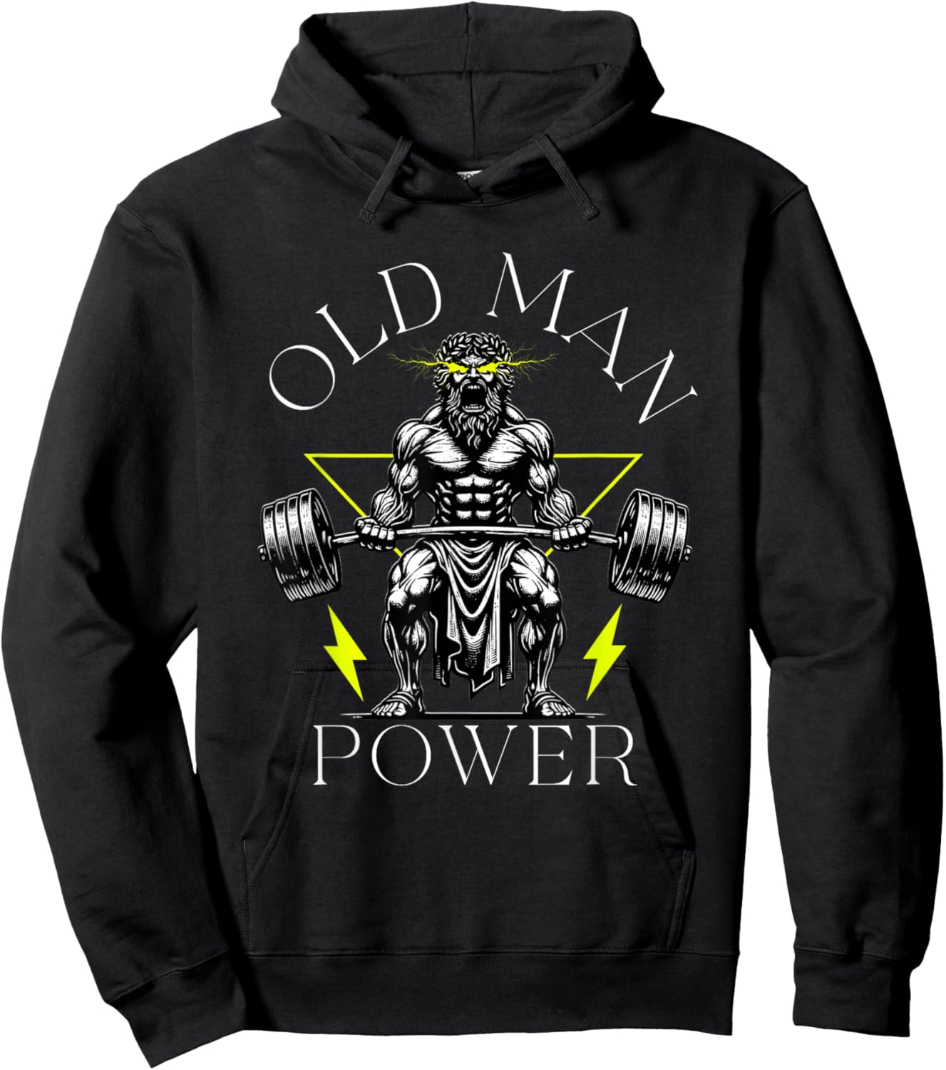 Old Man Power Weightlifter, Funny Fitness Gym Weights Hoodie - Hoodie | Black