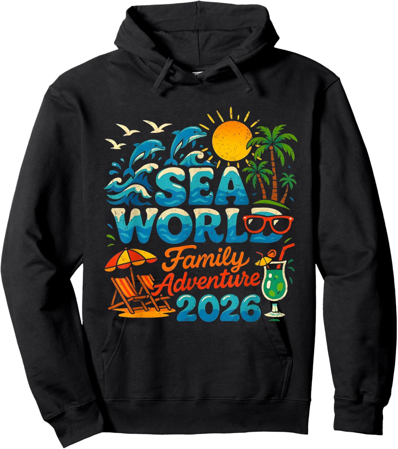 Sea World Family Adventure 2026 Tropical Vacation Keepsake Hoodie - Hoodie | Black