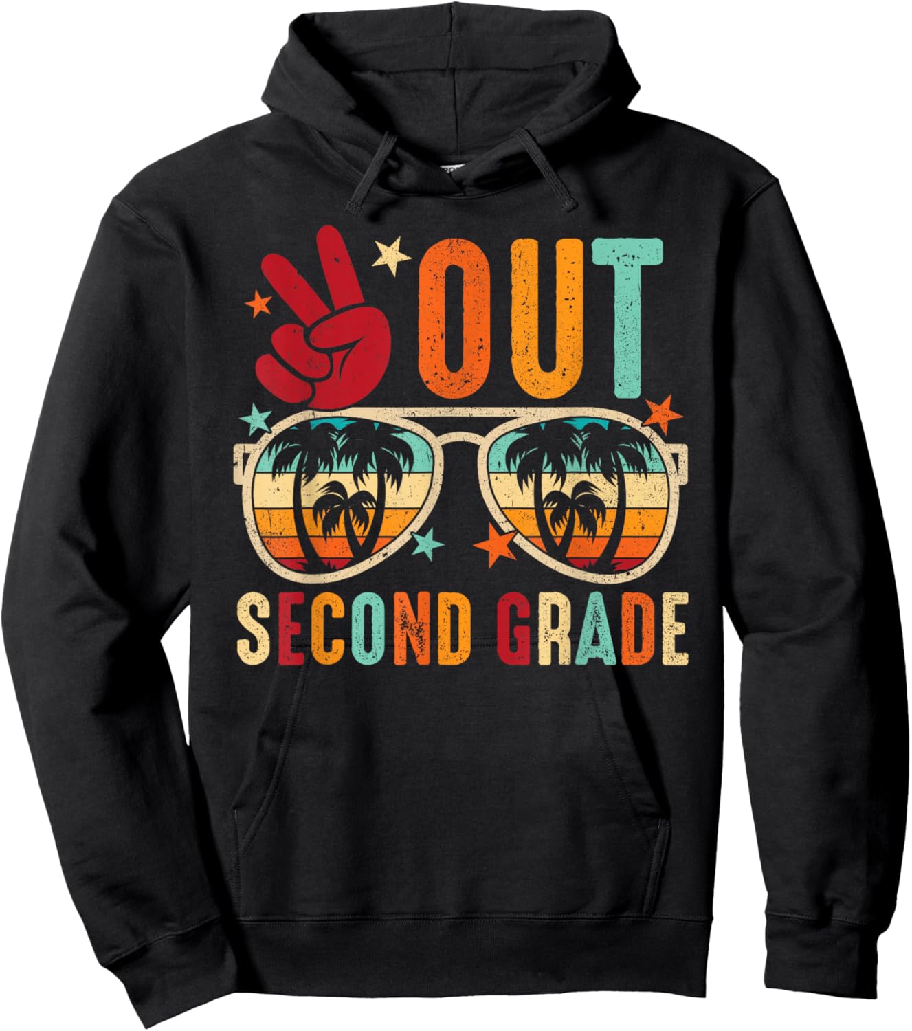 Vintage Peace Out 2nd Grade Graduation Last Day Of School Hoodie - Hoodie | Black