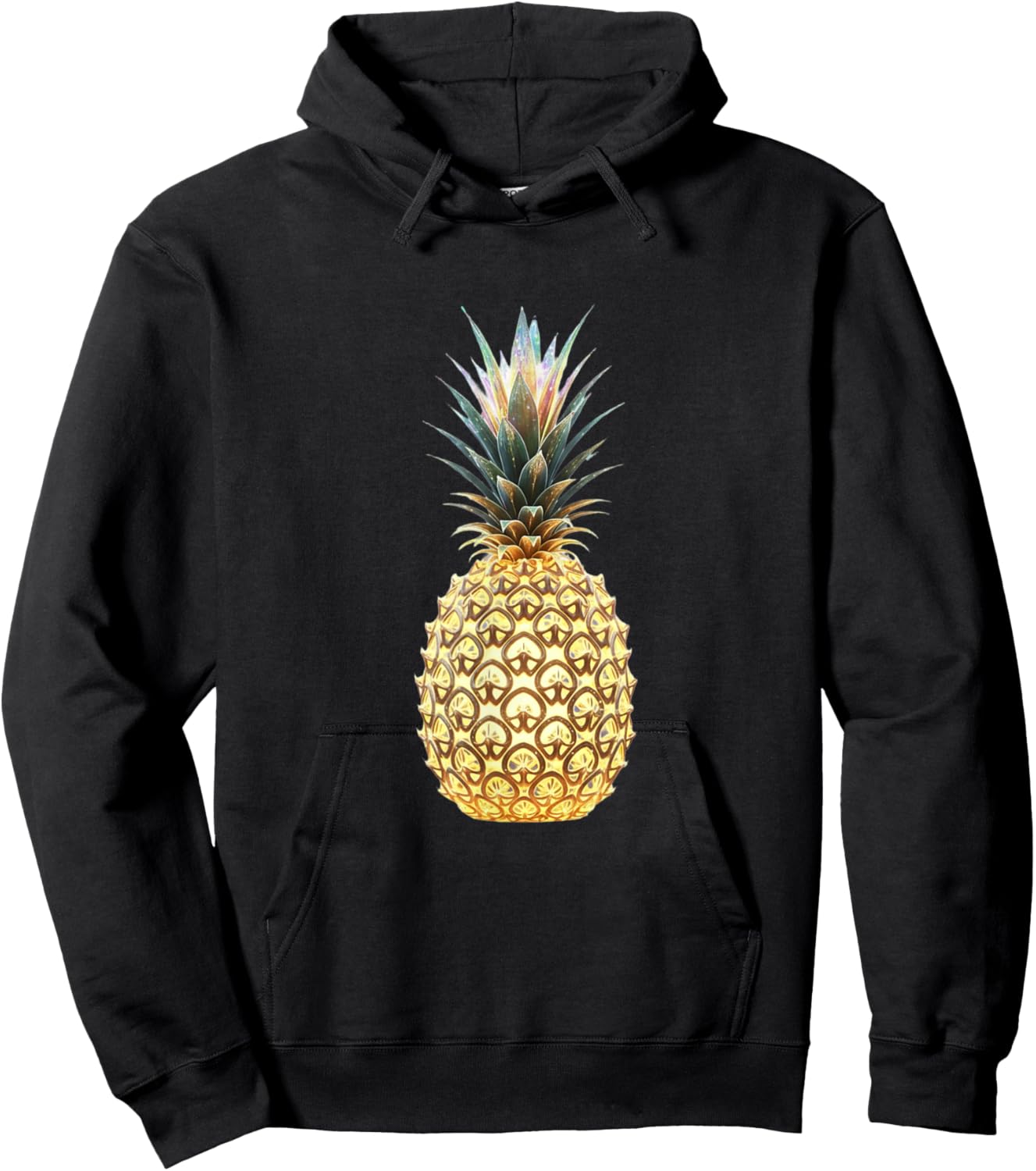 Golden Pineapple Glow , Funny Fruit Design Hoodie - Hoodie | Black