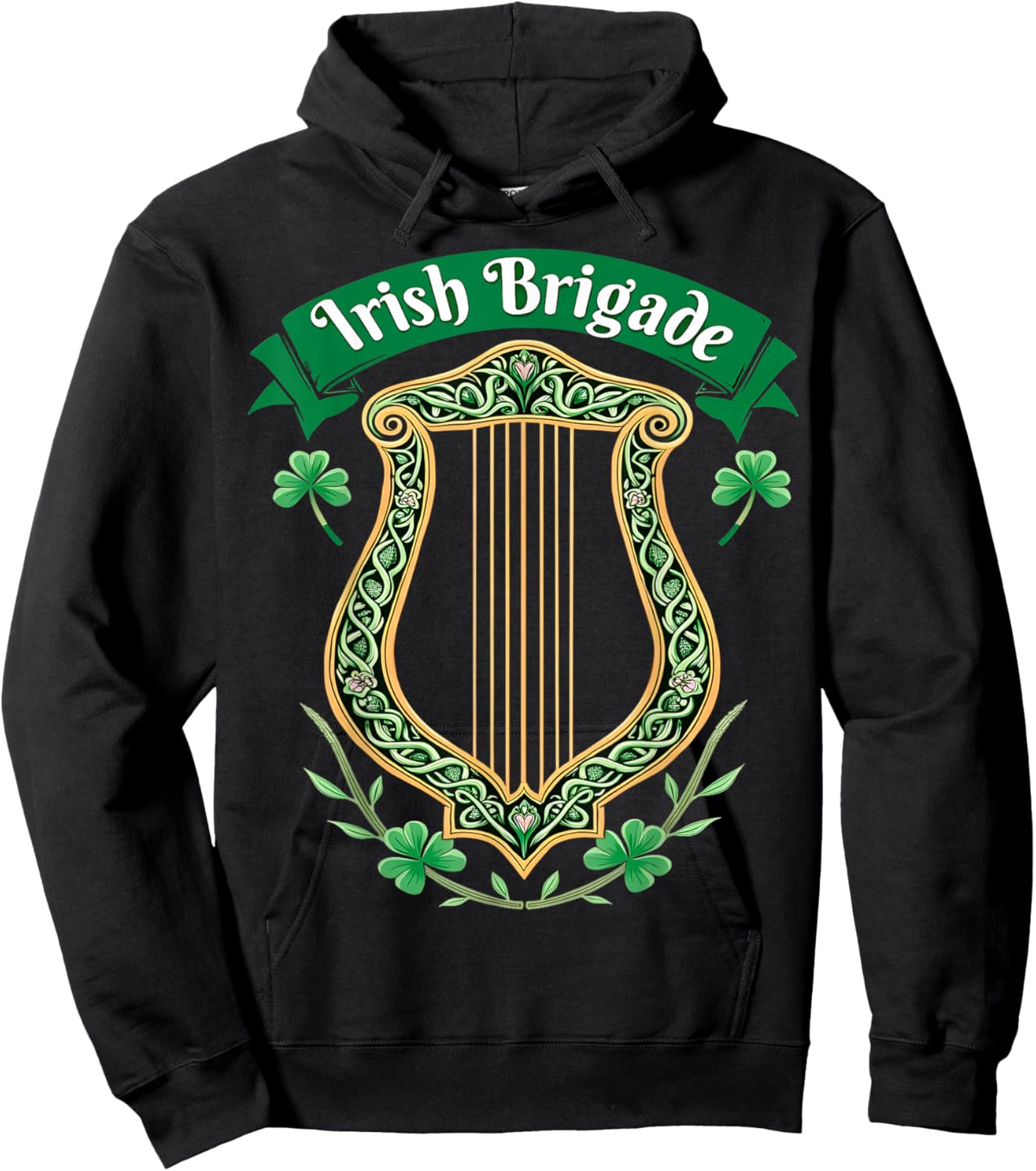 Irish Brigade Celtic Harp Heritage Hoodie - Hoodie | Black