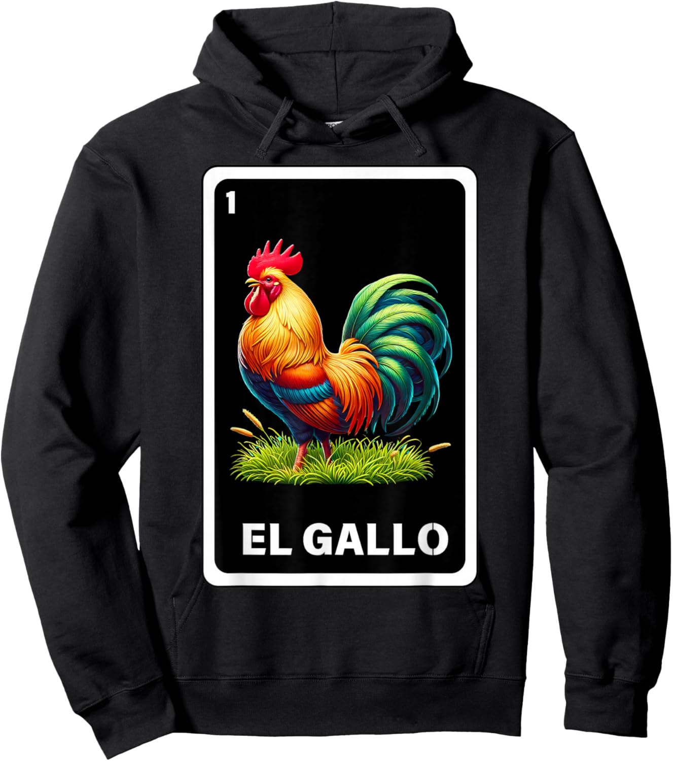 El Gallo Mexican Lottery Bingo Game Traditional Rooster Card Hoodie - Hoodie | Black