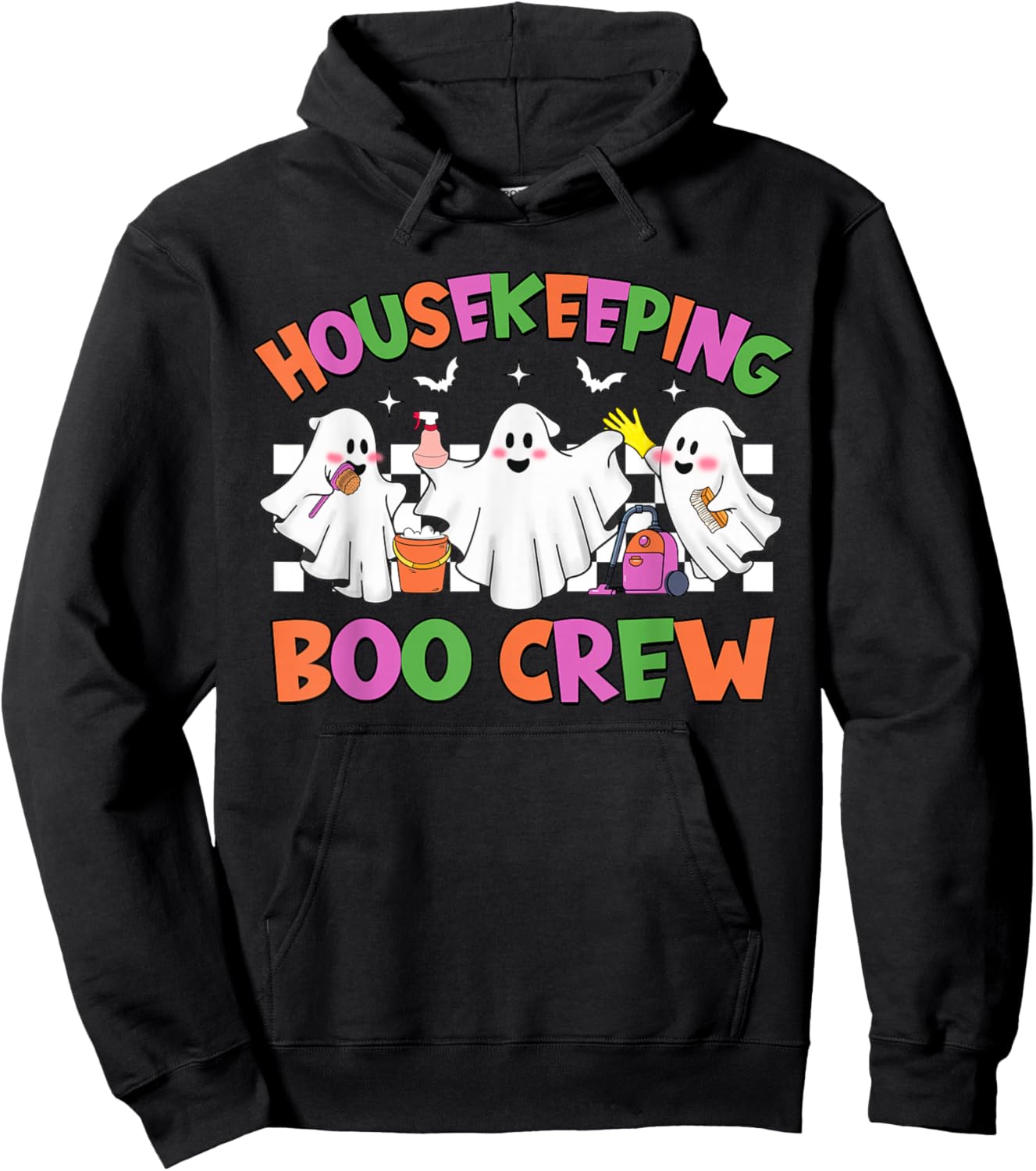 Retro Housekeeping Boo Crew Housekeeper Halloween Costumes Hoodie - Hoodie | Black