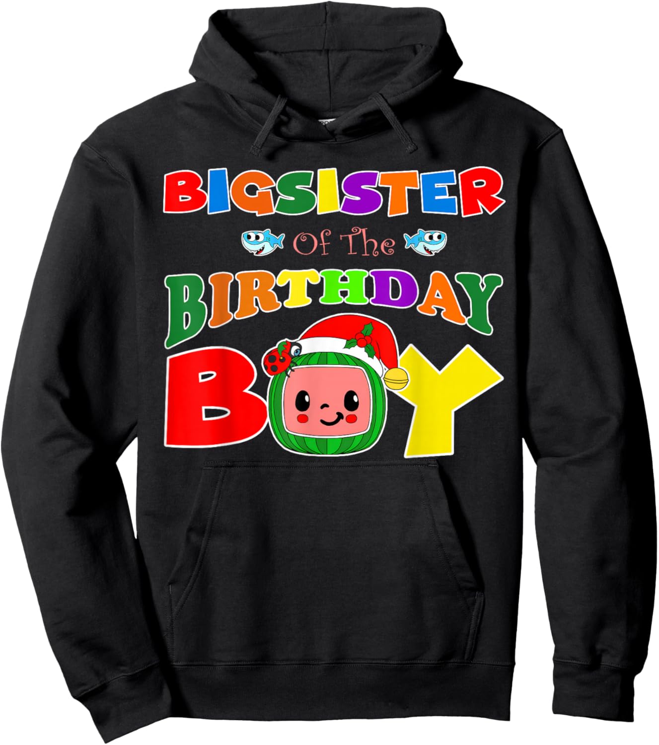 Big Sister Of The Birthday Boy Funny Melon Family Matching Hoodie - Hoodie | Black