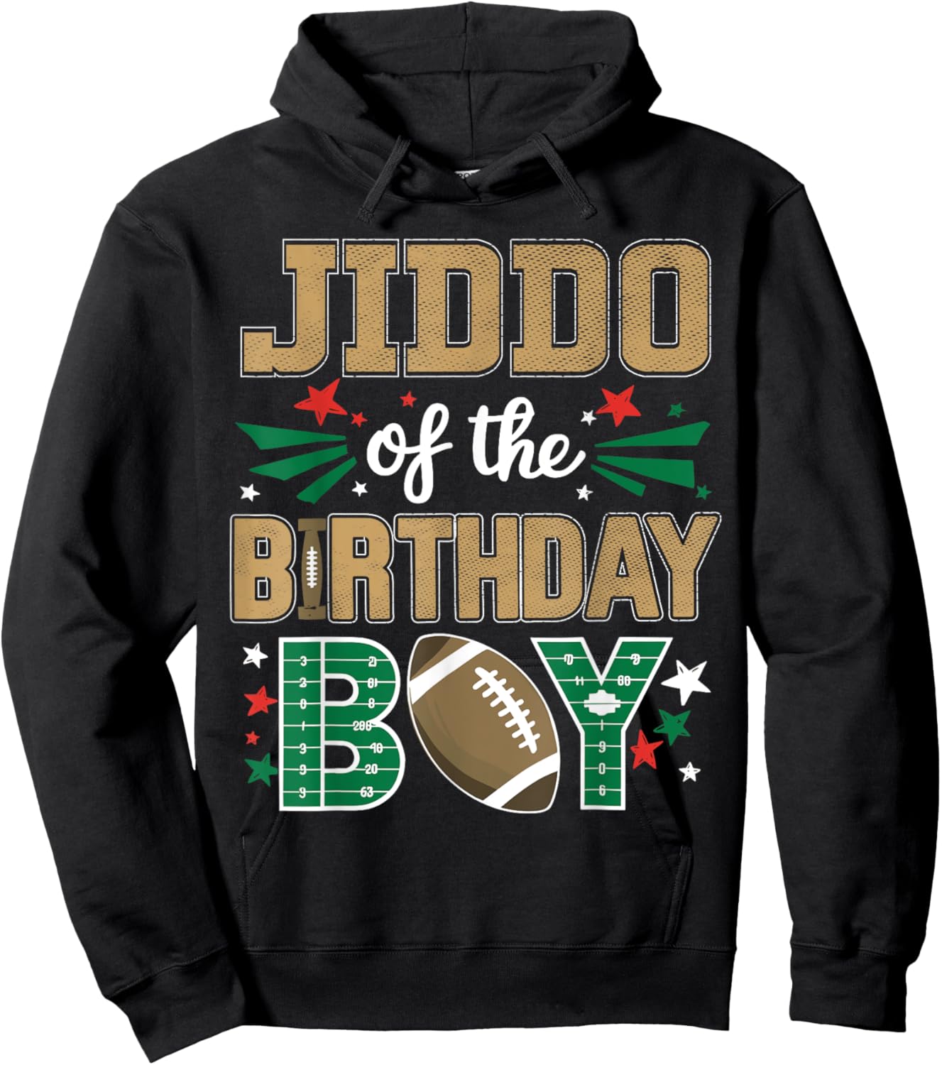 Jiddo of the Birthday Boy Football Family Bday Party Grandpa Hoodie - Hoodie | Black