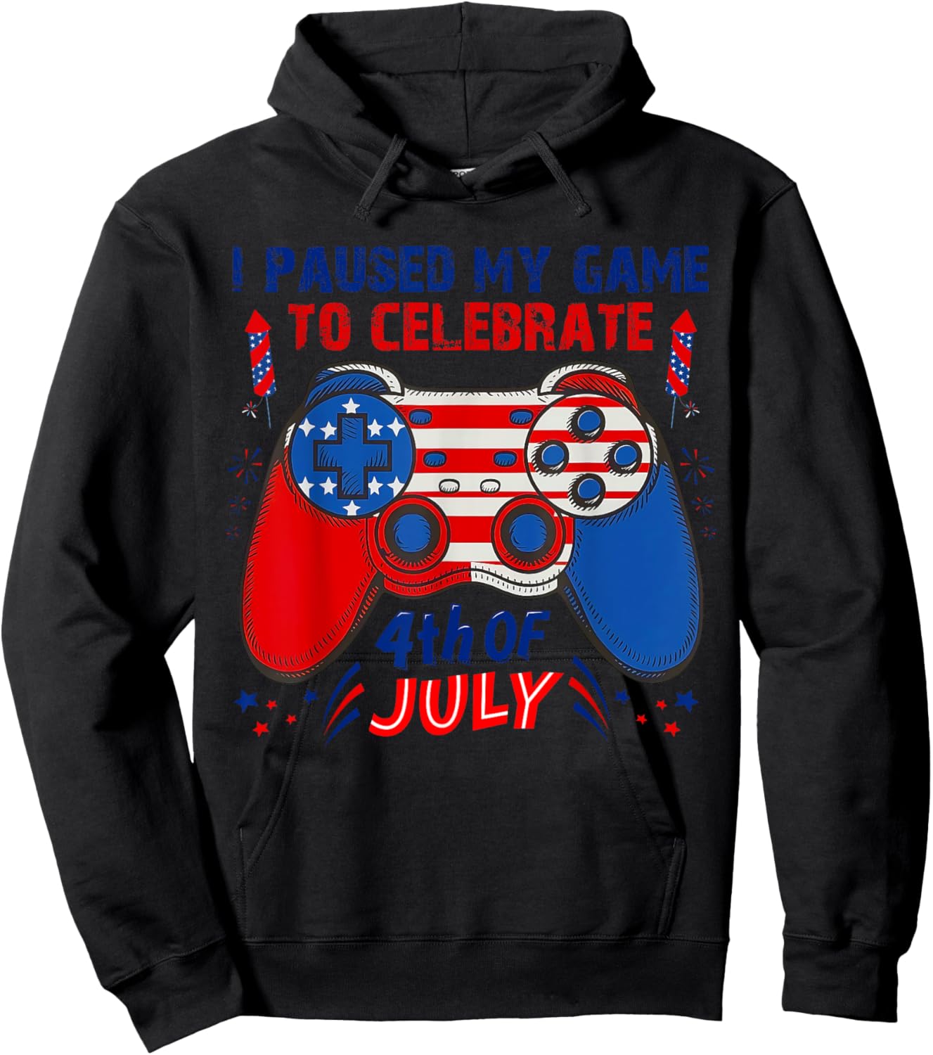 Gamer 4th Of July American Flag Gaming Lover Boys Girls Teen Hoodie - Hoodie | Black