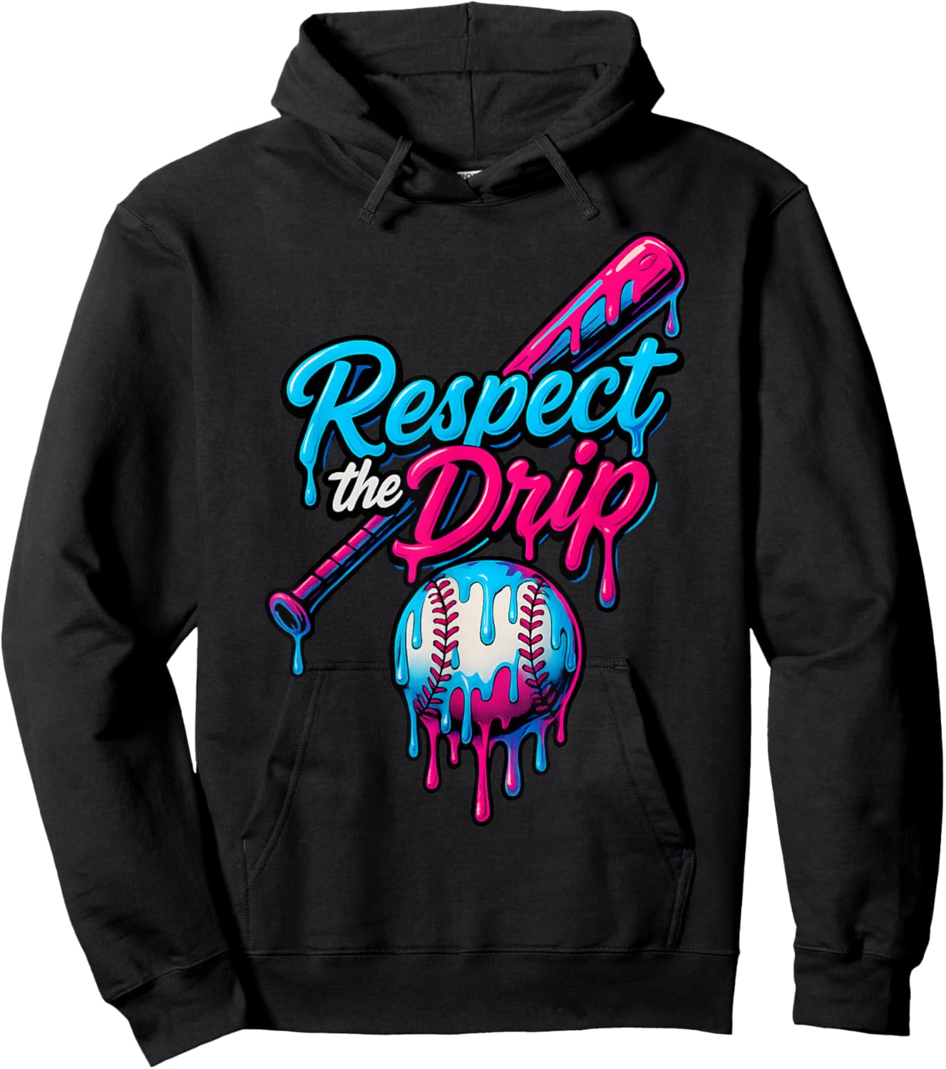 Baseball Drip Ice Cream Dripping Respect Drip Girl Boy Kids Hoodie - Hoodie | Black