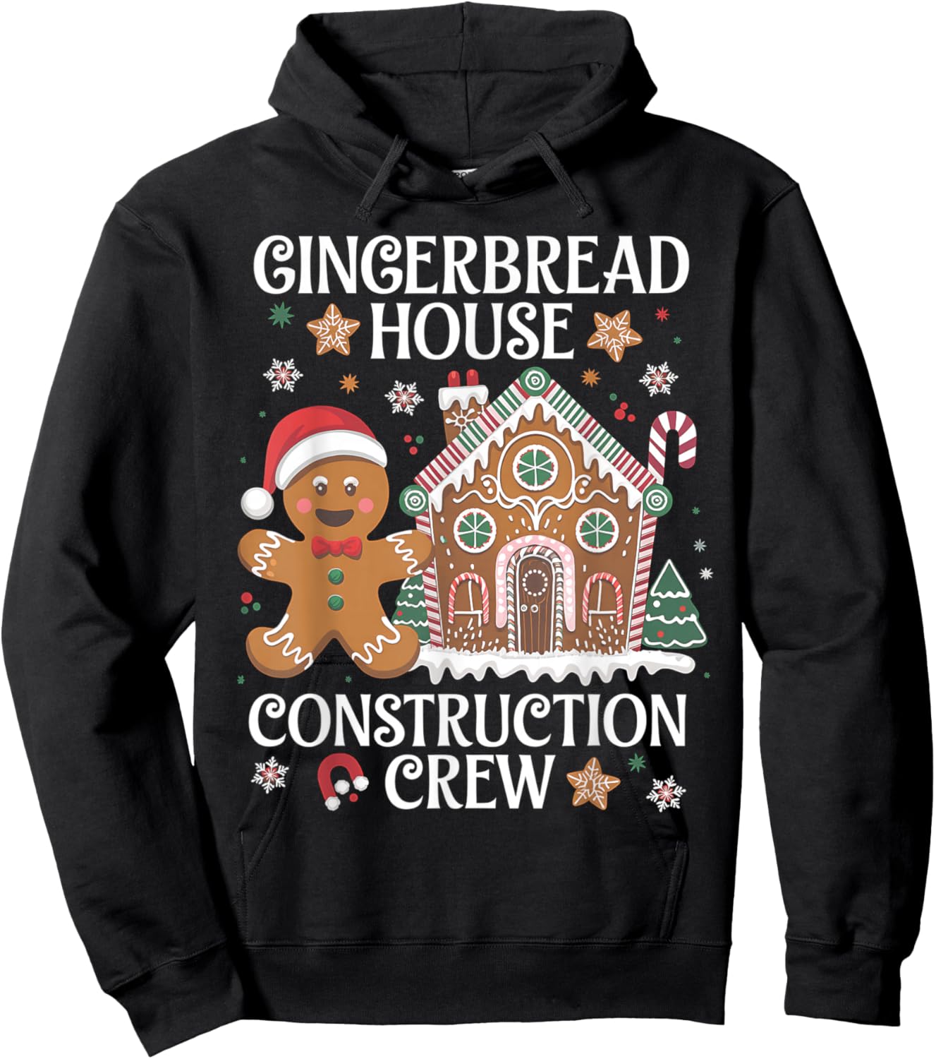 Gingerbread House Construction Crew Decorating Baking Xmas Hoodie - Hoodie | Black
