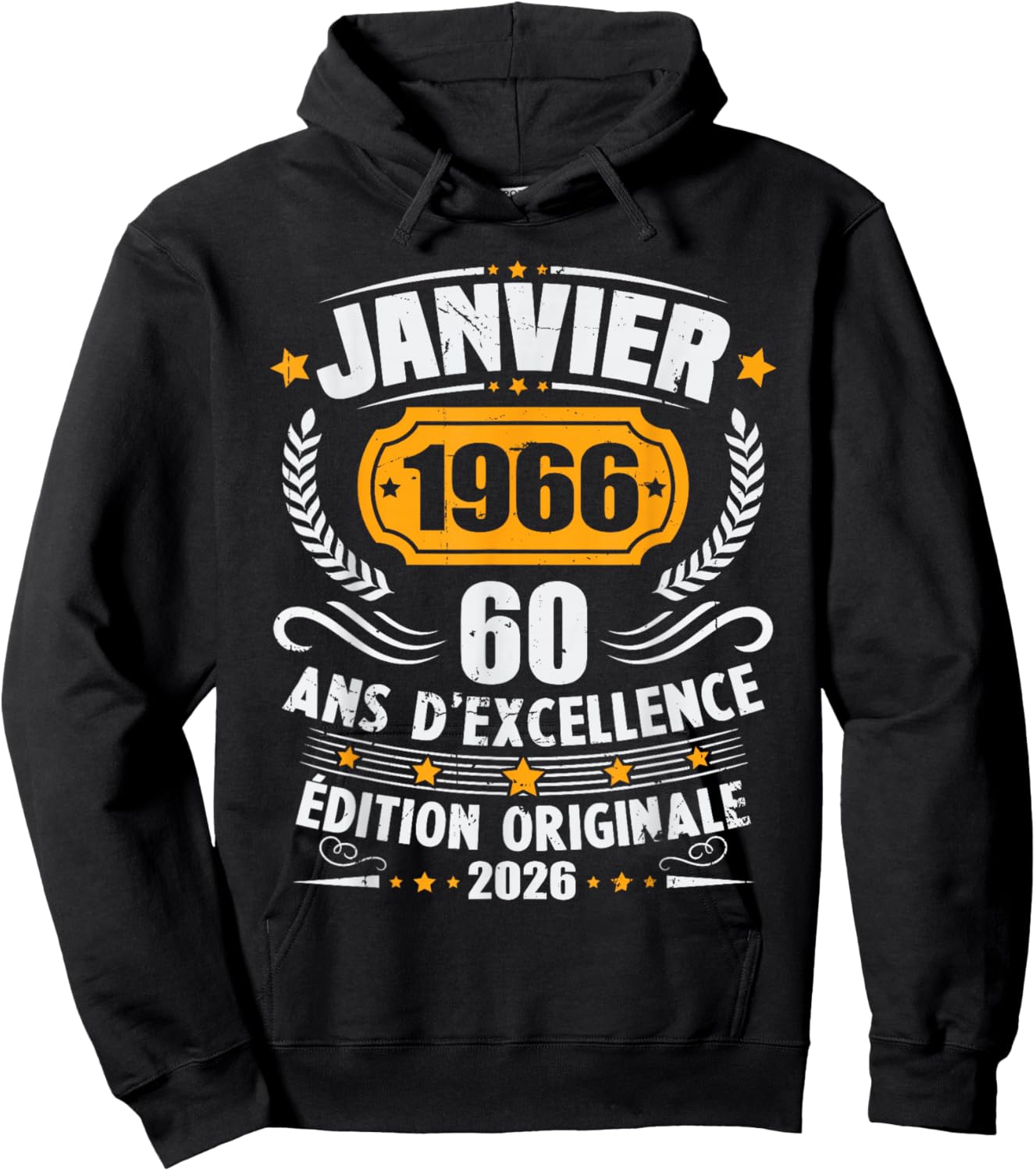 Vintage January 1966 Birthday Gift 60 Years Men Hoodie - Hoodie | Black