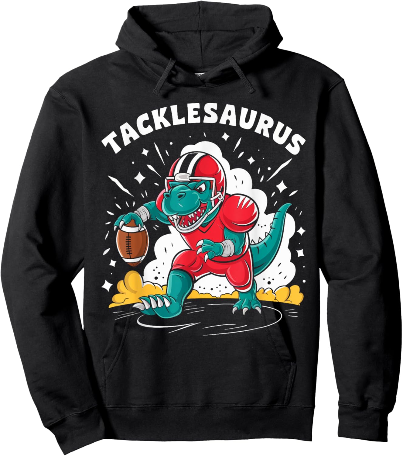 Tacklesaurus Dinosaur Playing Football Funny Football Kids Hoodie - Hoodie | Black