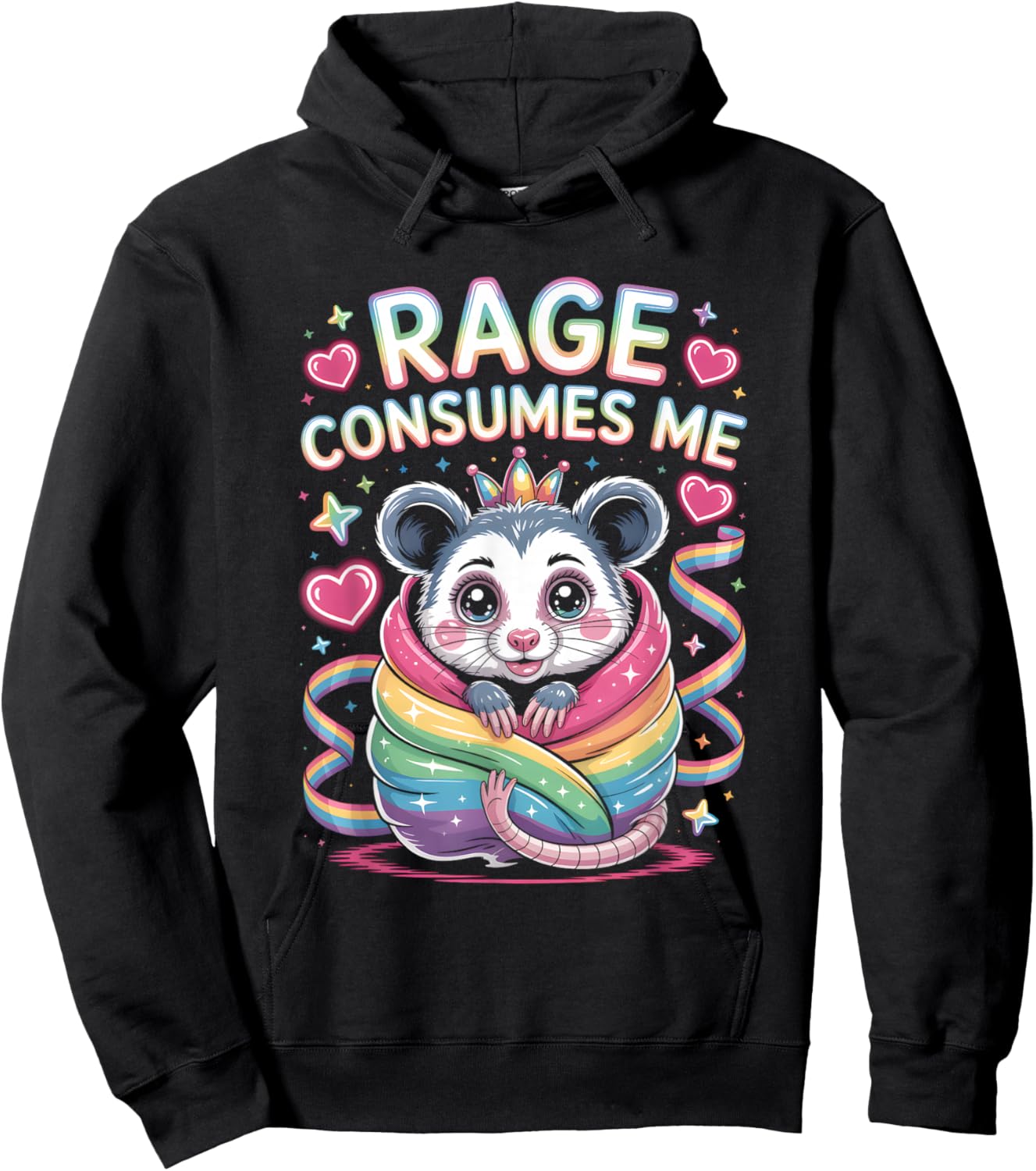 Cute Possum Rage Consumes Me T Shirt Hoodie - Hoodie | Black