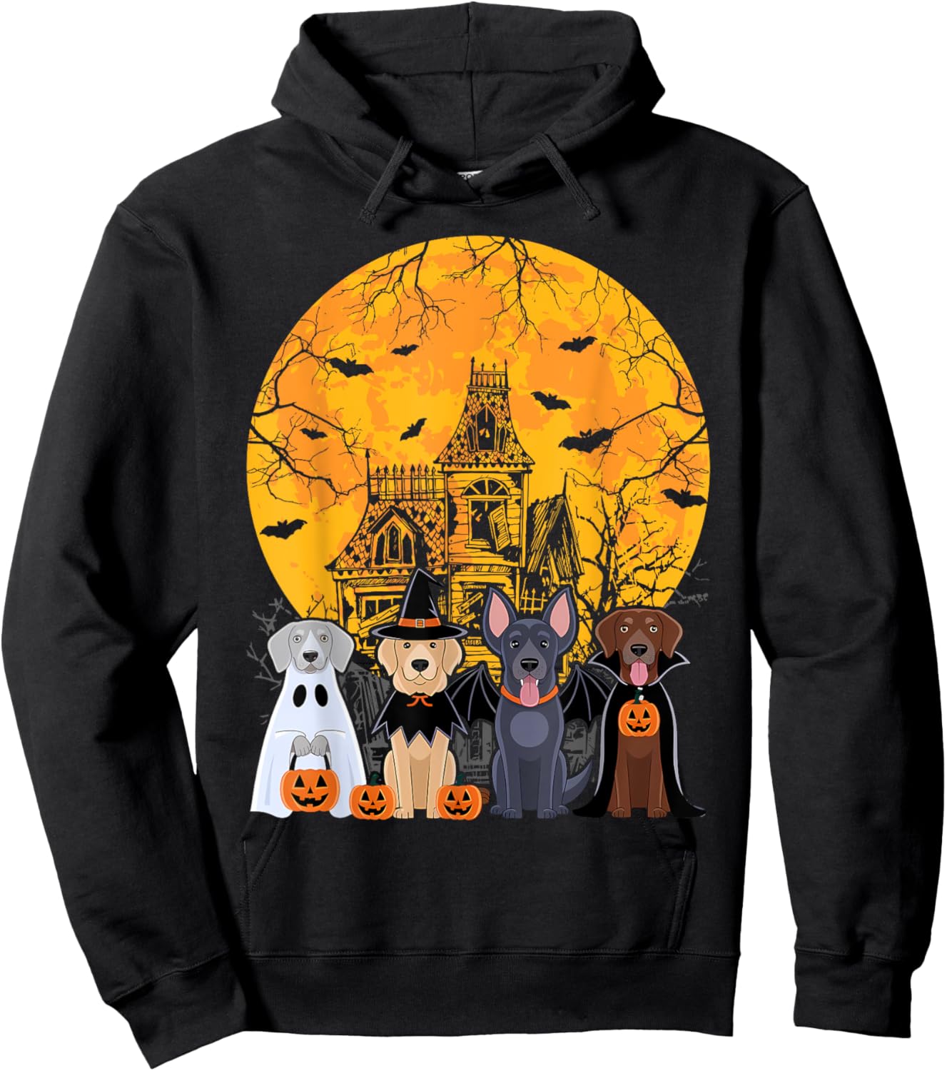 Cute Ghost Dogs Halloween Dog Lover Men Women Kids Costume Hoodie - Hoodie | Black