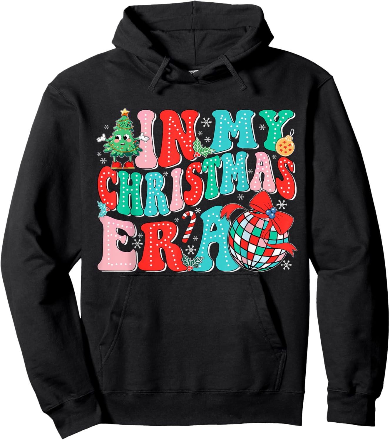 In My Christmas Era Retro Groovy Christmas Holiday Xmas Hoodie - Hoodie | Black