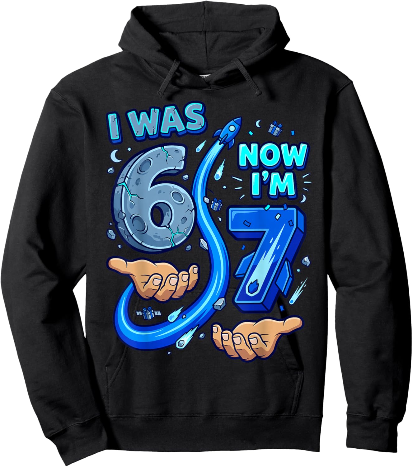 I was 6 Now I'm 7 7th Birthday 6 7 Birthday Boys Hoodie - Hoodie | Black