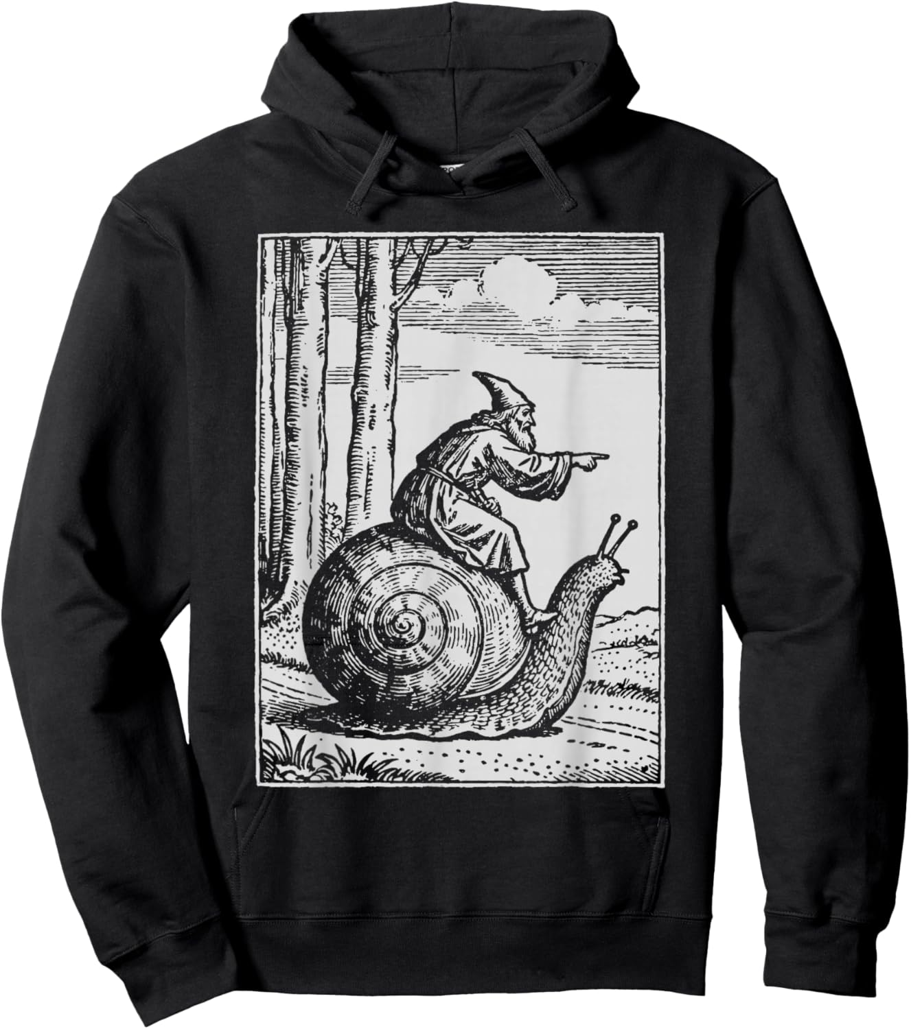 Retro Medieval Wizard Snail Rider Hoodie - Hoodie | Black