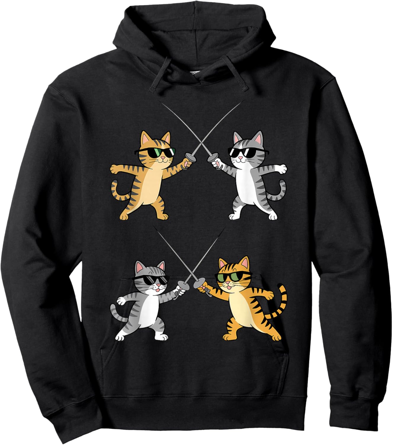 Fencer Cat with Epee Fencing Hoodie - Hoodie | Black