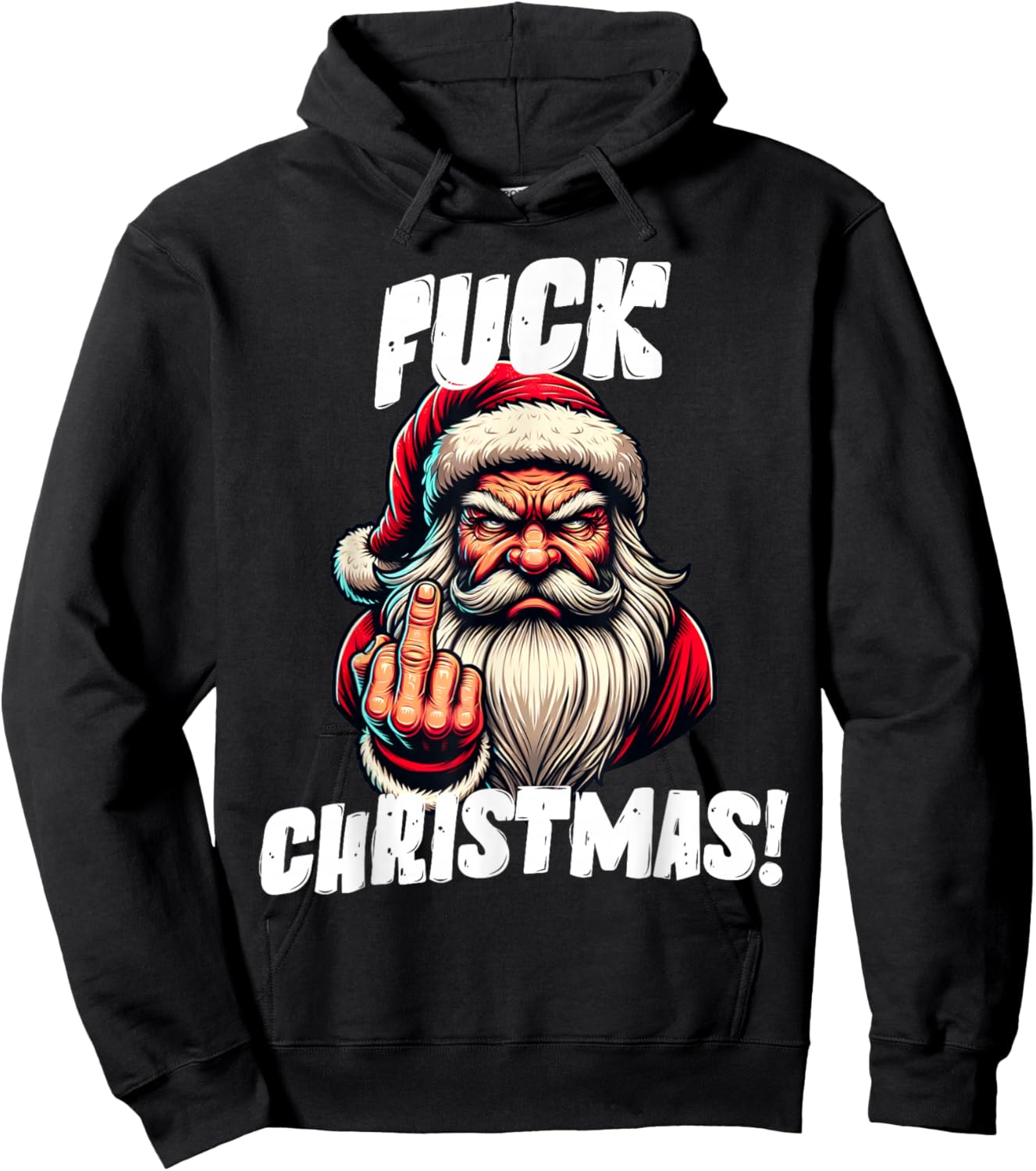 Fuck Christmas Grumpy Santa Claus Hoodie - Hoodie | Black