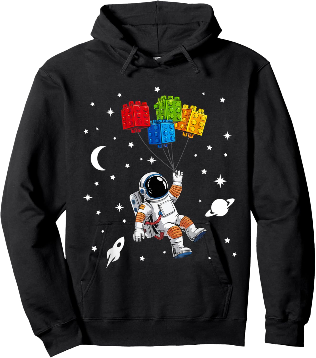 Space Astronaut Funny Building Blocks Bricks Master Builder Hoodie - Hoodie | Black