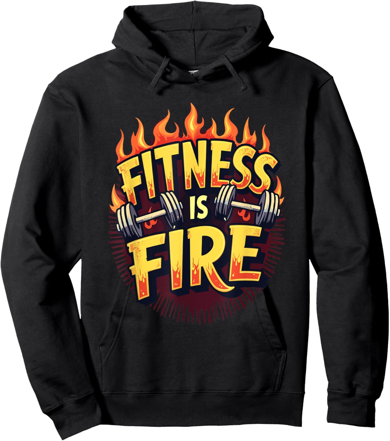 Fitness Is Fire | Motivational Gym Workout Hoodie - Hoodie | Black