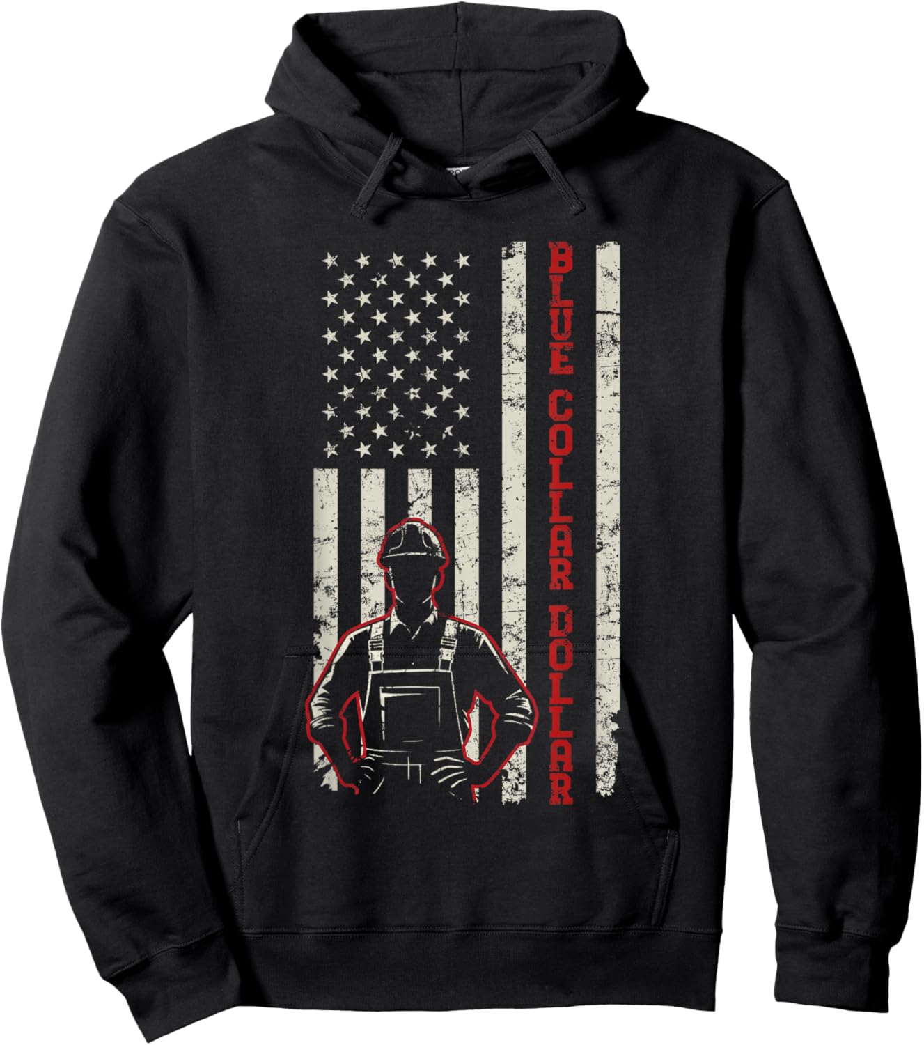 American Worker Labor Day Workwear Blue Collar Dollar Hoodie - Hoodie | Black