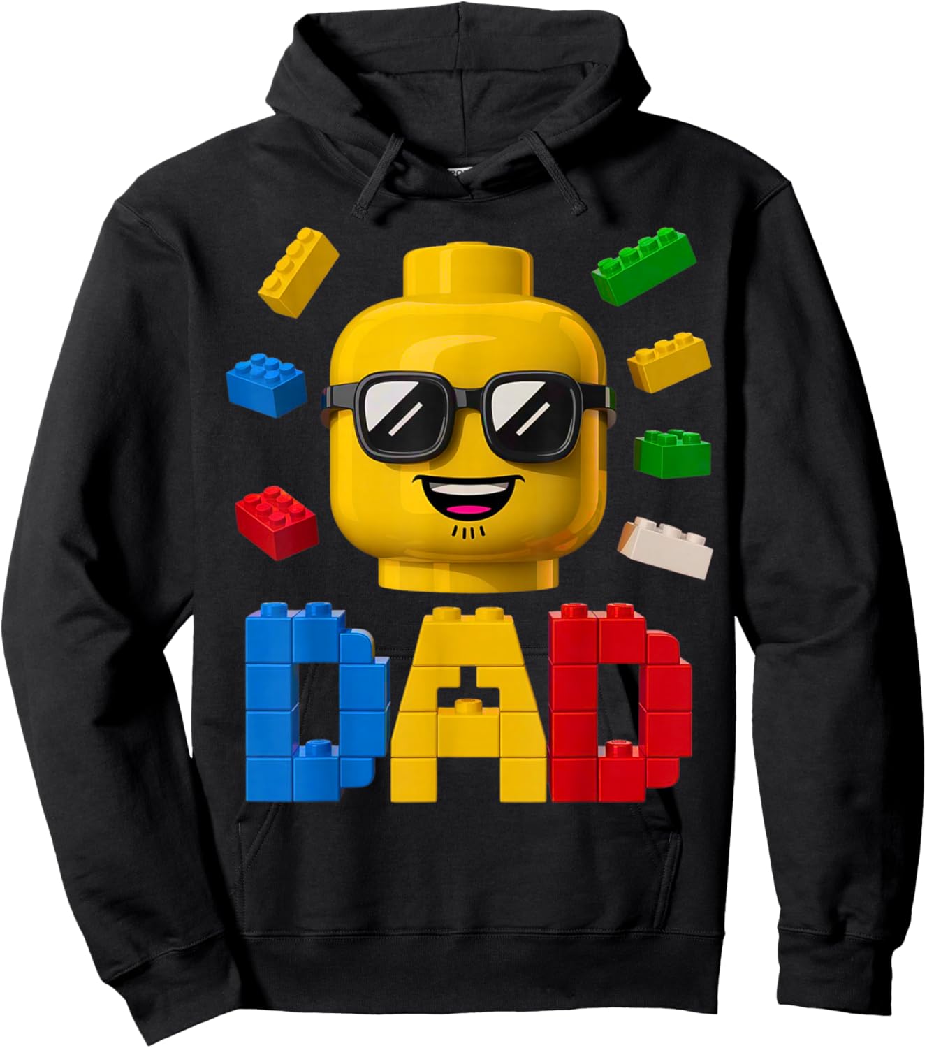 Family Dad Master Builder Building Bricks Blocks Fathers Day Hoodie - Hoodie | Black