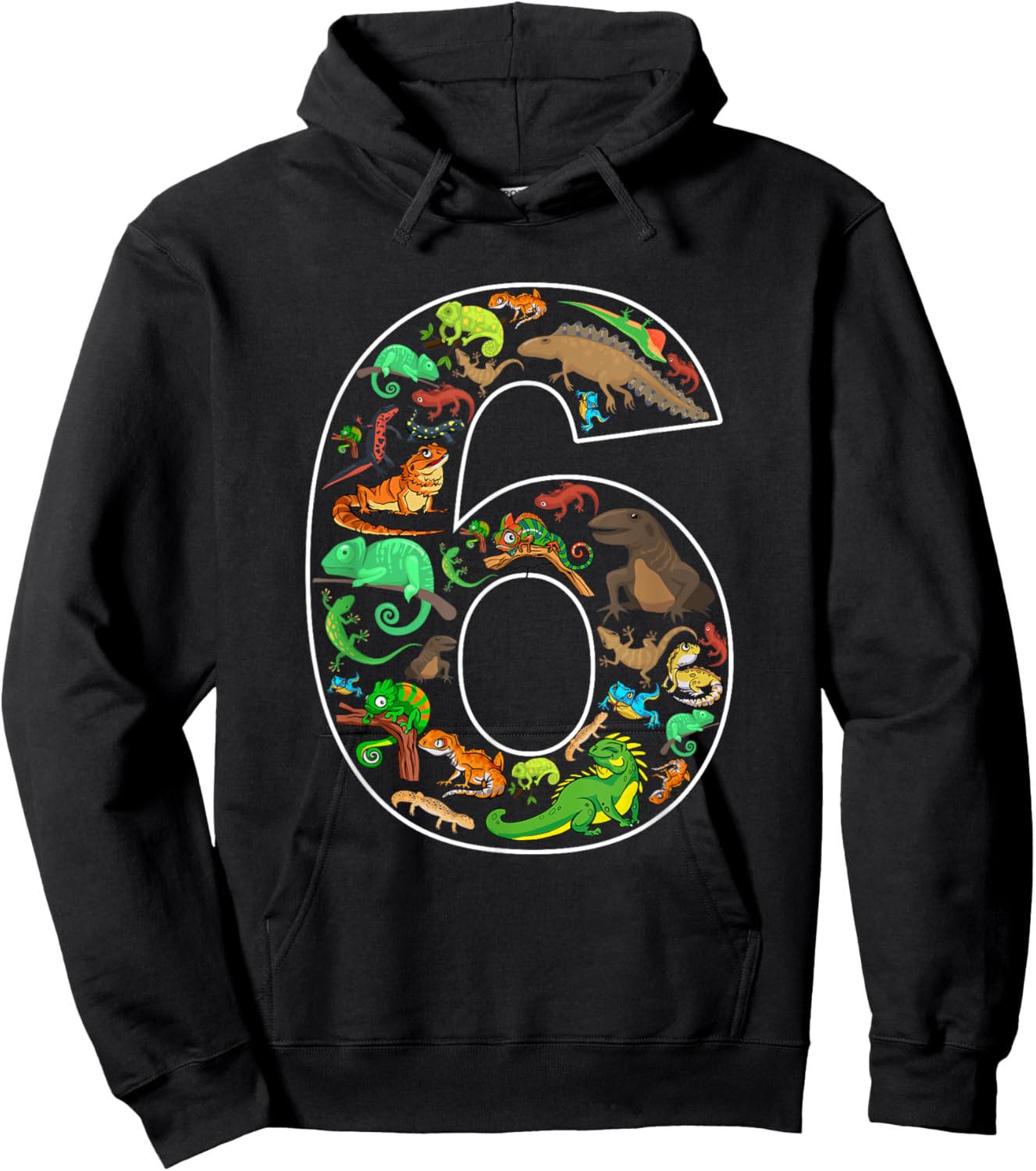 6th Birthday Reptile Theme 6 Year Old Birthday Boy Girl Hoodie - Hoodie | Black