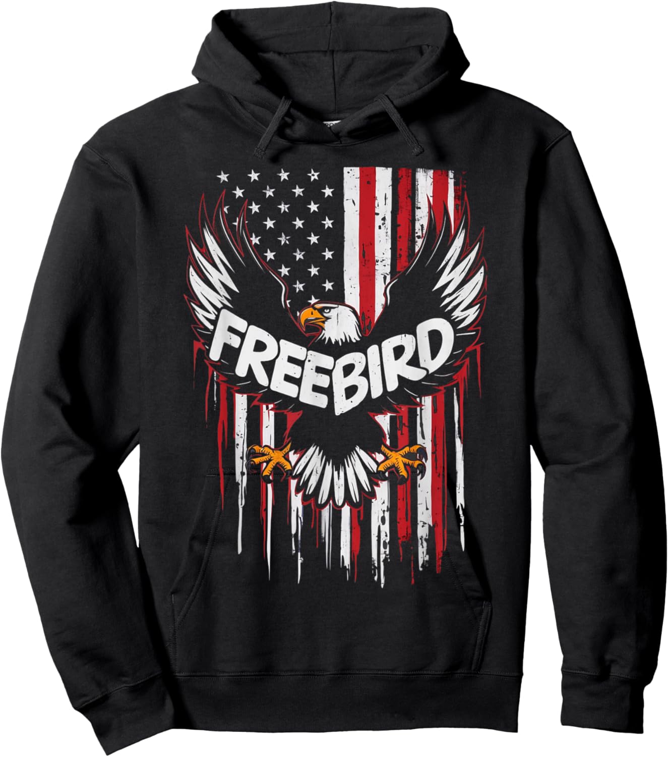 Patriotic Eagle Freebird USA American Flag 4th of July Hoodie - Hoodie | Black
