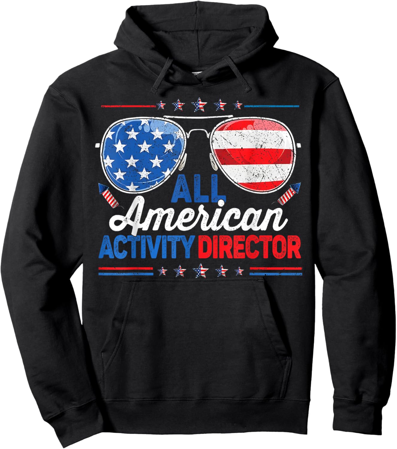 All American Activity Director 4th of July US Flag Boy Girl Hoodie - Hoodie | Black