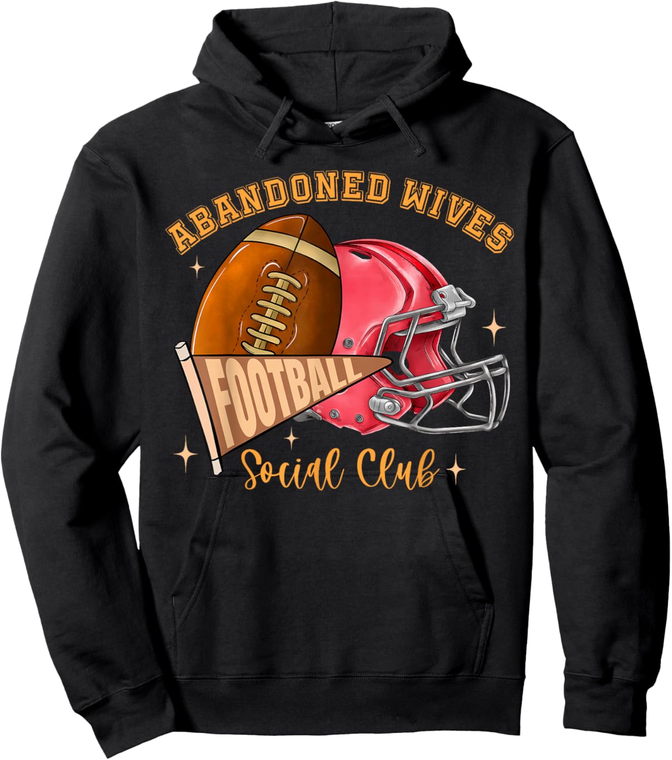 Abandoned Wives Social Club Football Funny Coaches Wife Hoodie - Hoodie | Black