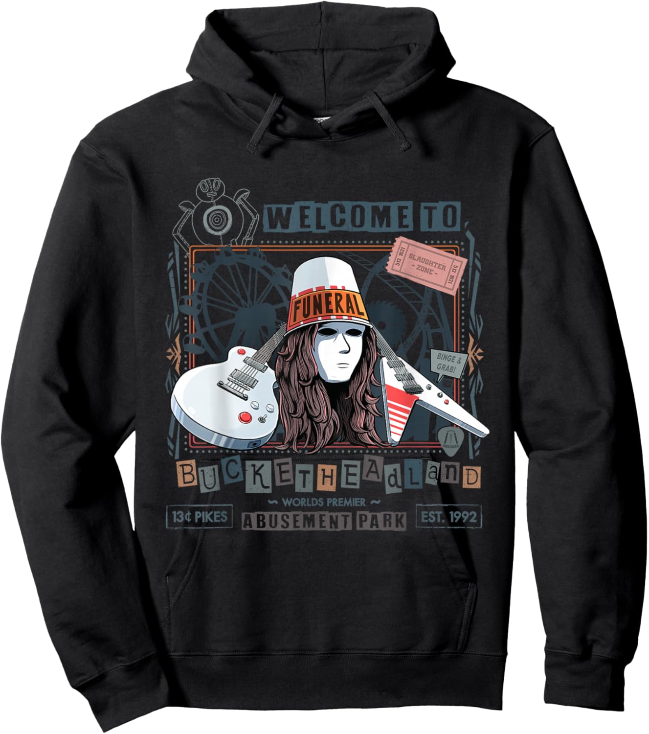Welcome to Bucketheadland Pikes Amusement Park Hoodie - Hoodie | Black