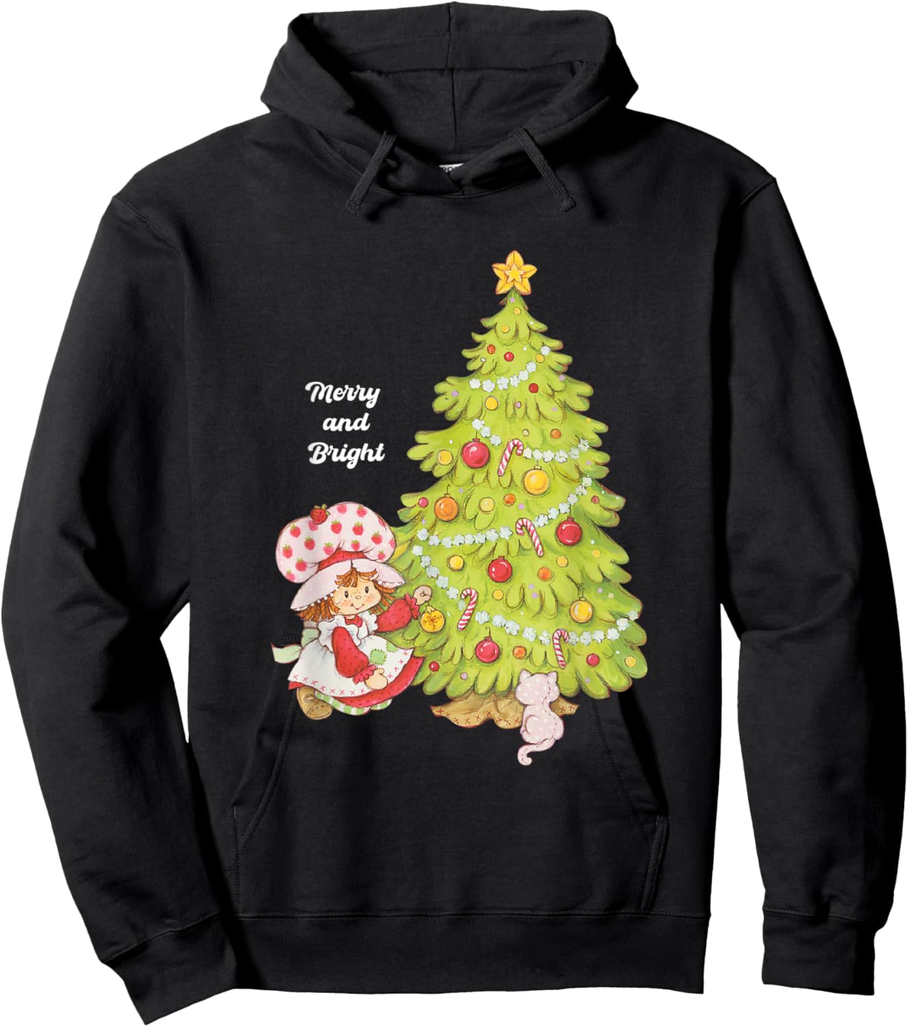 Strawberry Shortcake Merry Christmas Vintage Tree Hoodie - Hoodie | Black