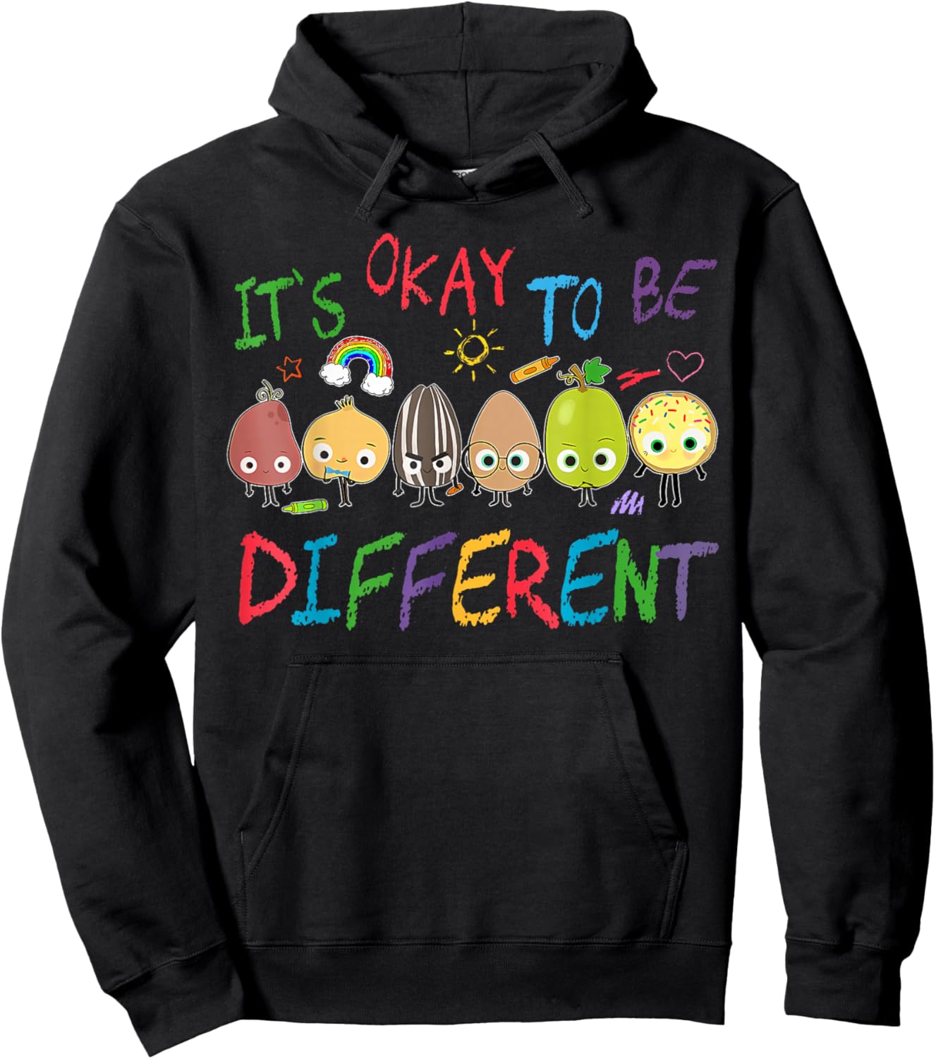 Funny It's Ok to Be Different Apple Teacher Autism Awareness Hoodie - Hoodie | Black
