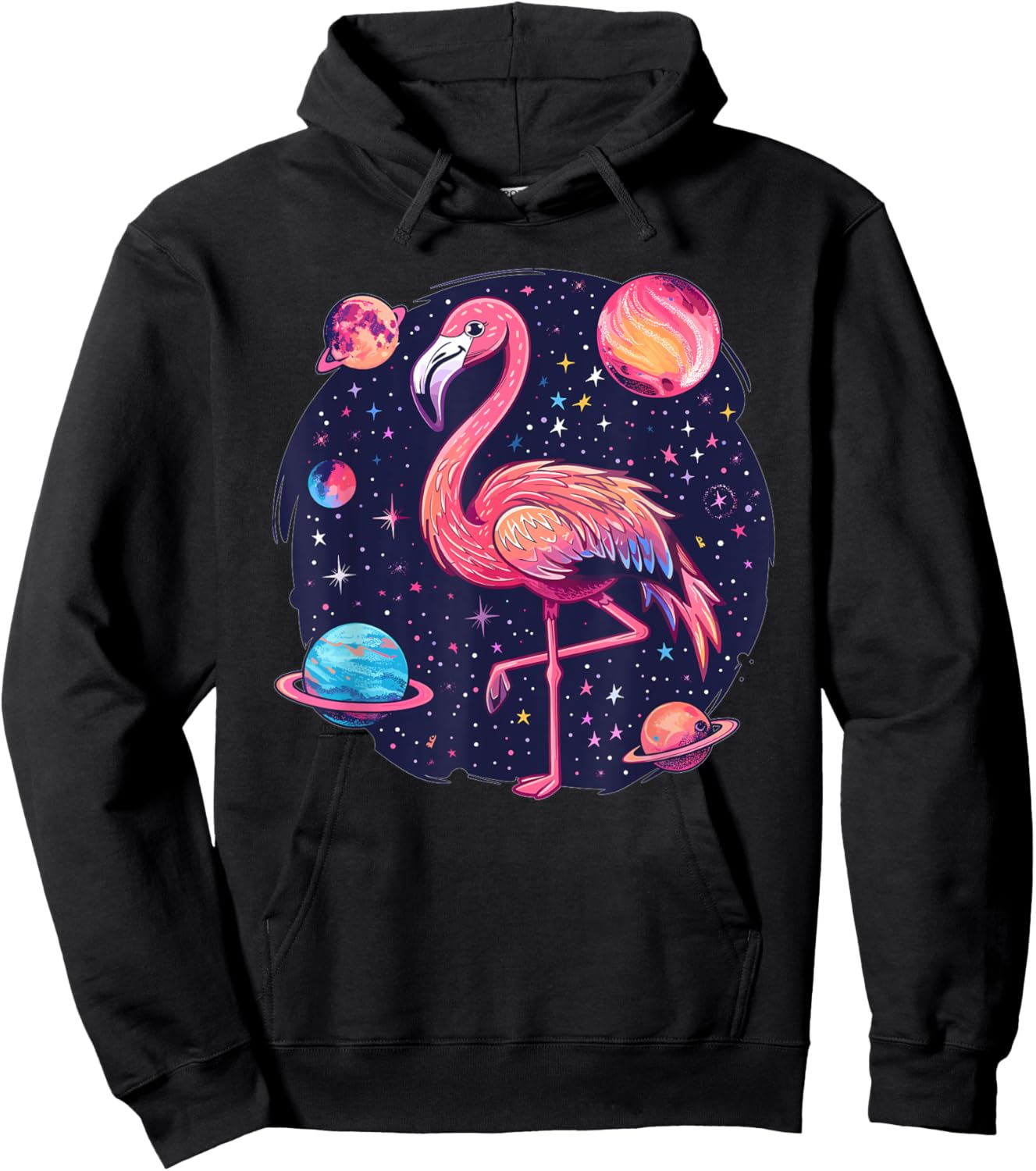 Outer Space Flamingo I Space Hoodie - Hoodie | Black