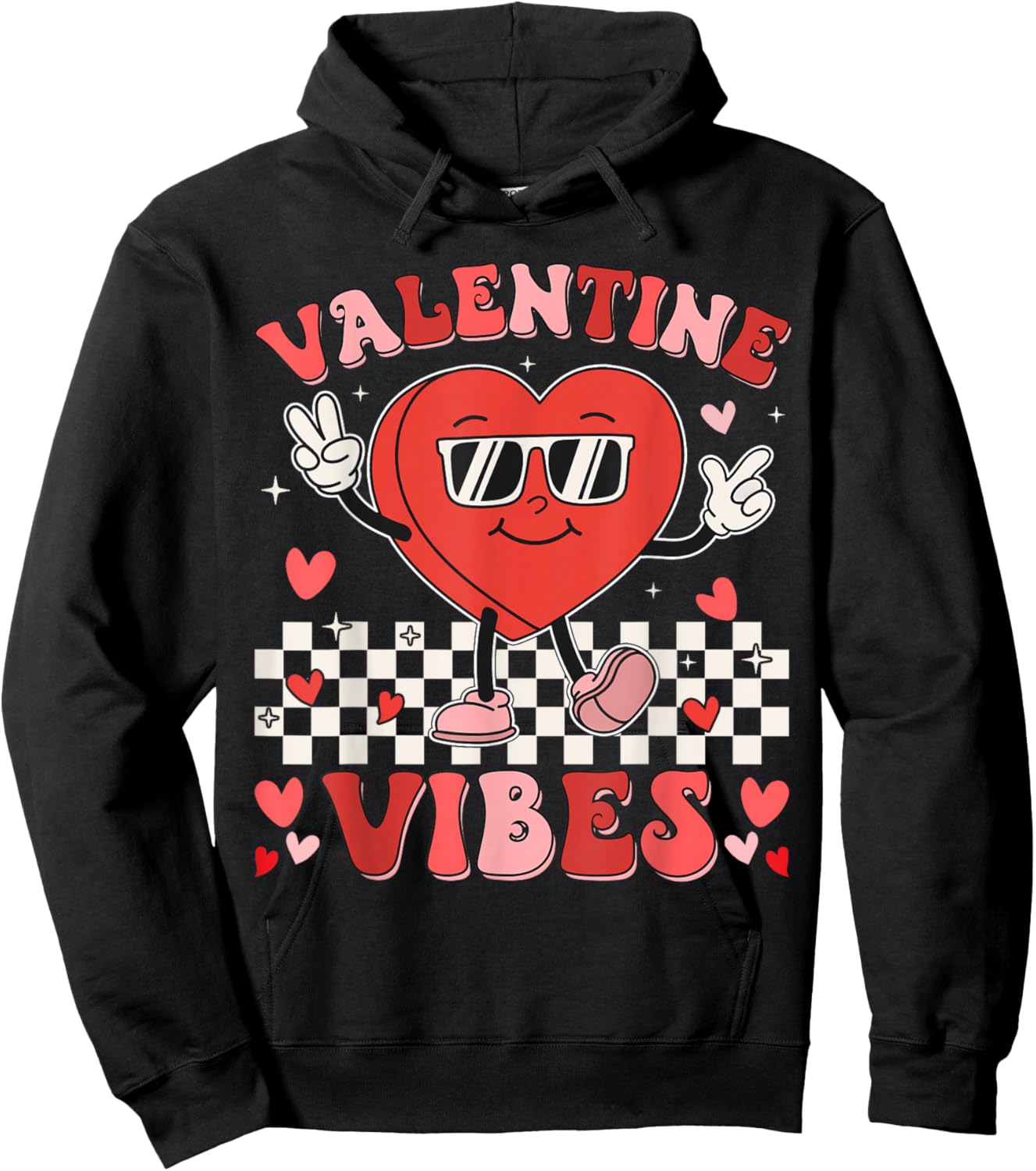 Groovy Valentines Day Shirts For Girl Women Kids Boy Toddler Hoodie - Hoodie | Black