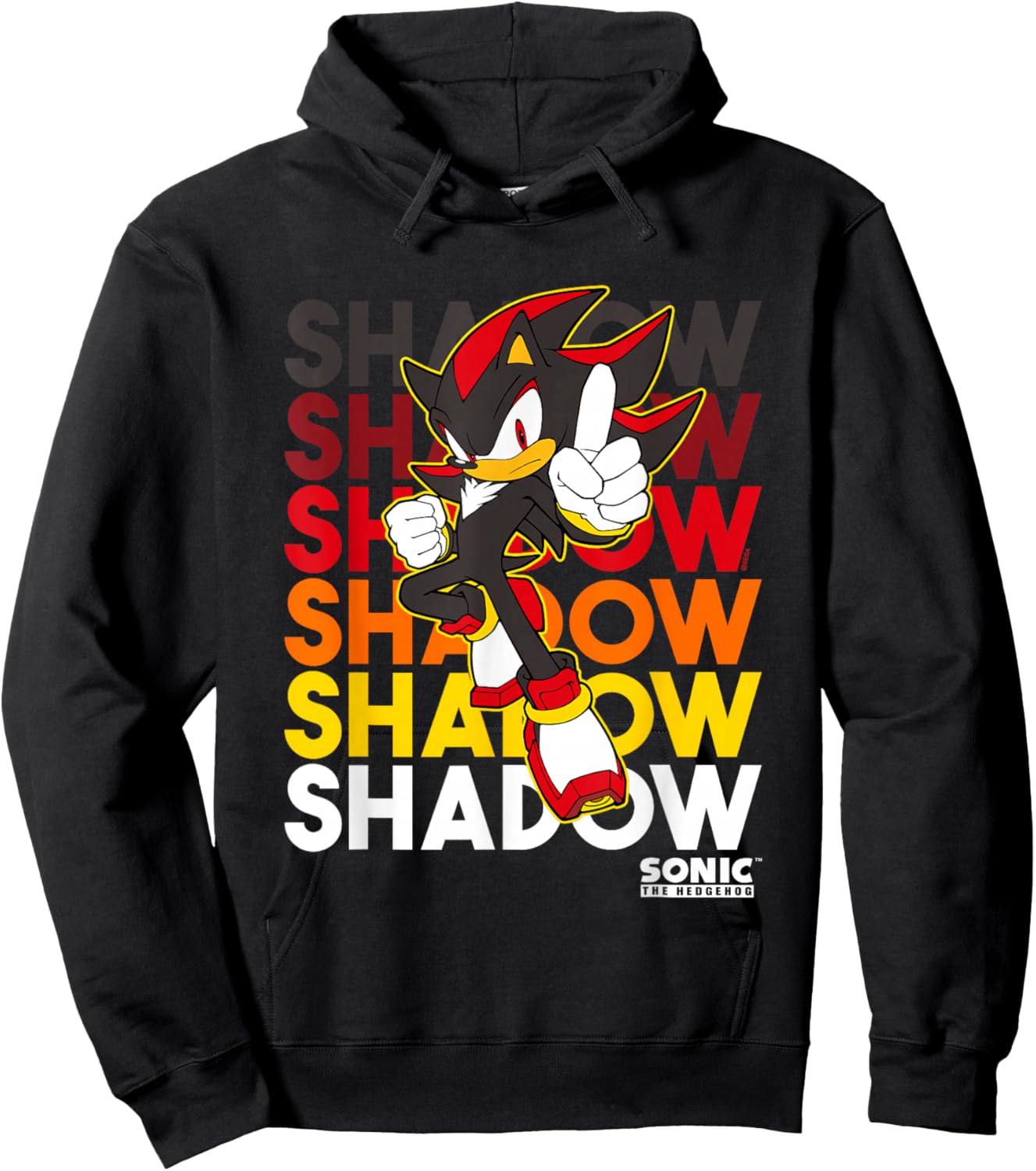 Sonic The Hedgehog Shadow Stacked Text Cool Logo Hoodie - Hoodie | Black