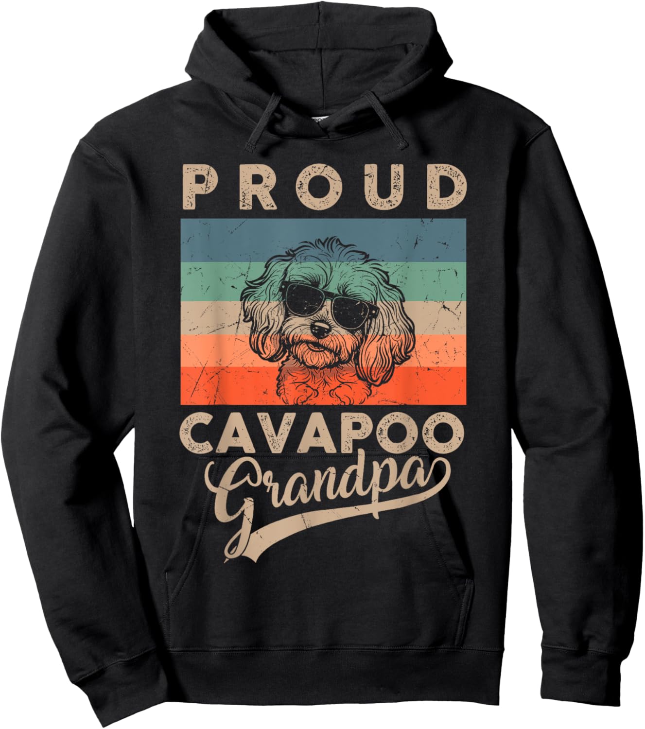 Vintage Proud Cavapoo Dog Grandpa Dog Owner Father's Day Women Kids Hoodie - Hoodie | Black
