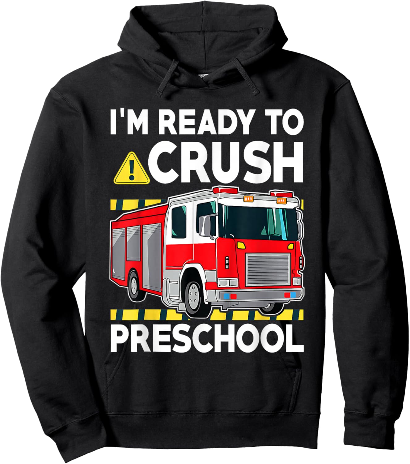 Kids Preschool Boy Fire Truck Back to School Firefighter Boy Hoodie - Hoodie | Black