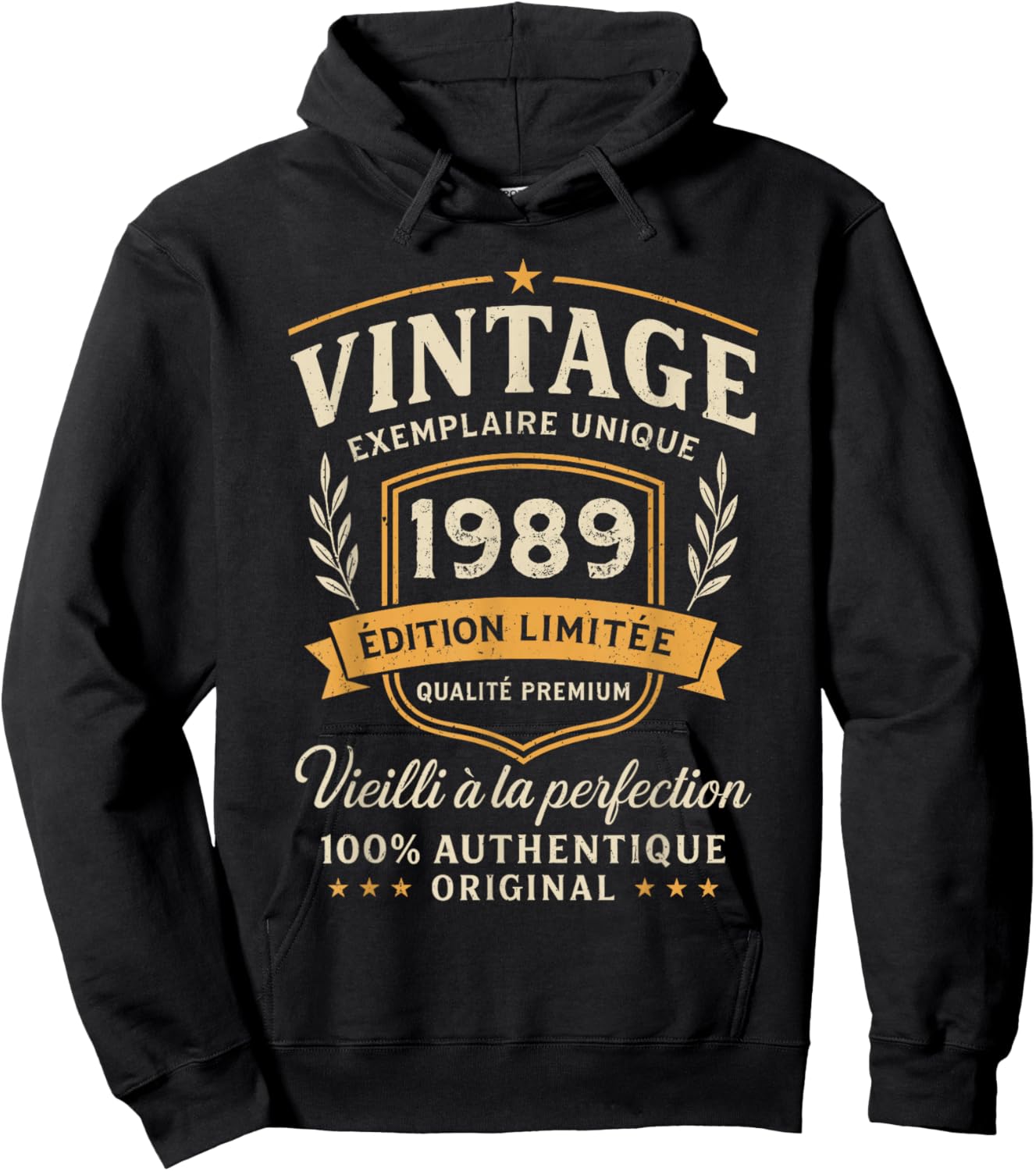 Cadeau Anniversaire 37 Ans Vintage 1989 Humour 37 Ans Homme Hoodie - Hoodie | Black