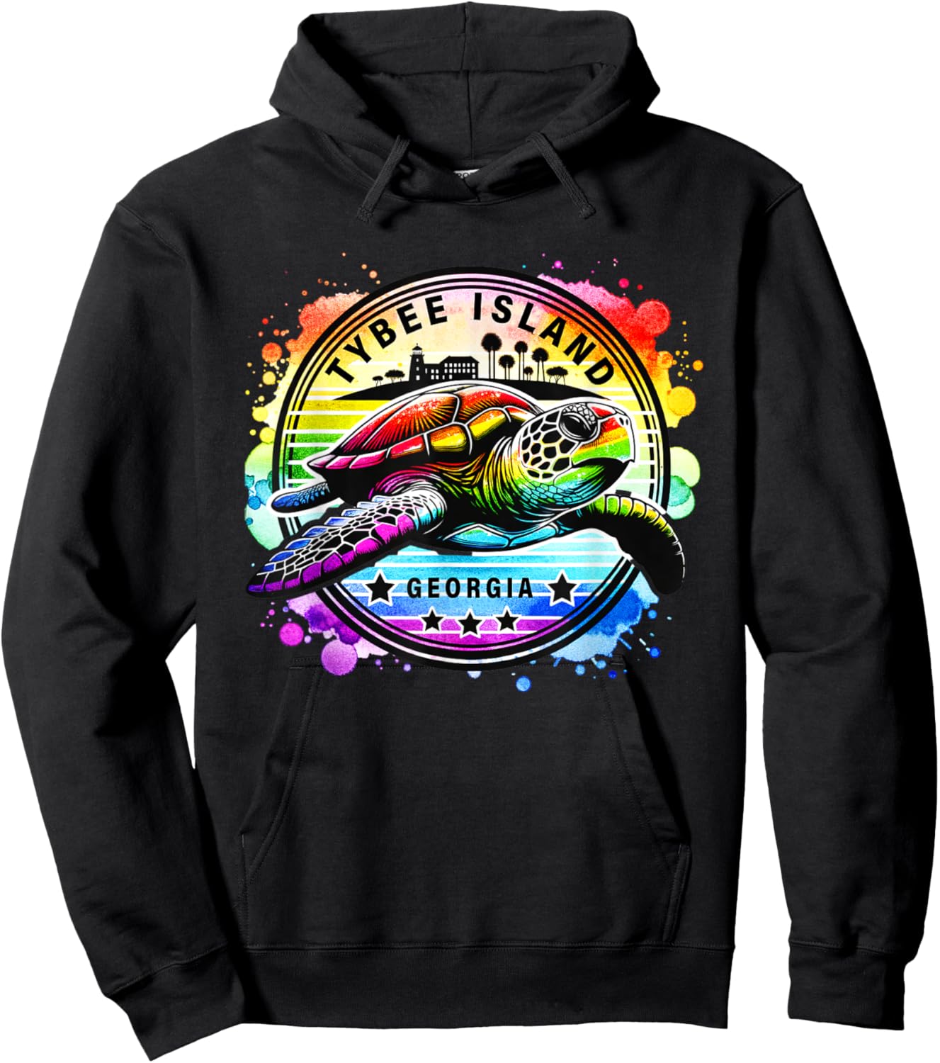 Tybee Island Georgia Sea Turtle GA Hoodie - Hoodie | Black