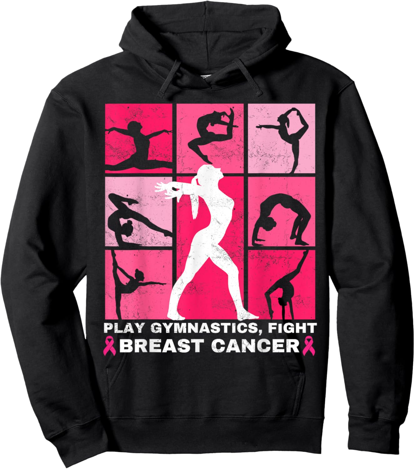 Gymnastics Lovers Breast Cancer Awareness For Gymnast Girls Hoodie - Hoodie | Black