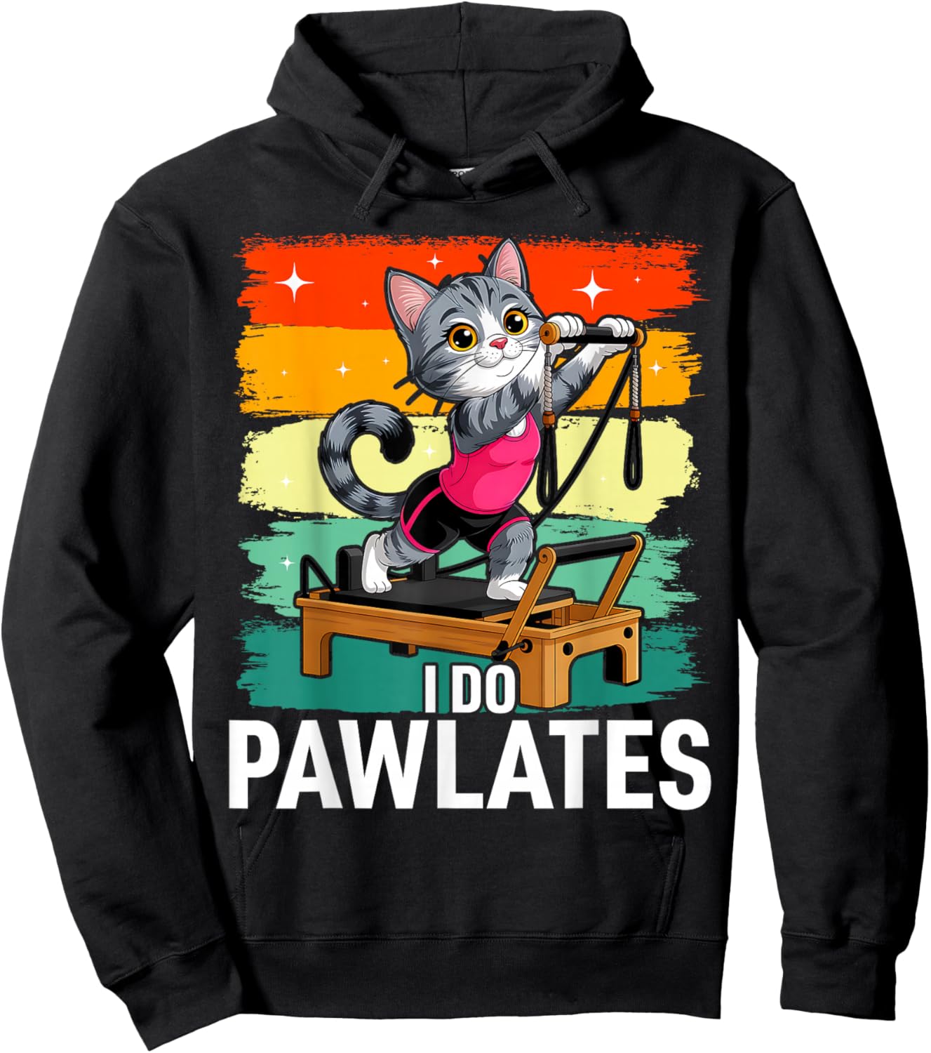 Pilates I Do Pawlates Cat Yoga Hoodie - Hoodie | Black