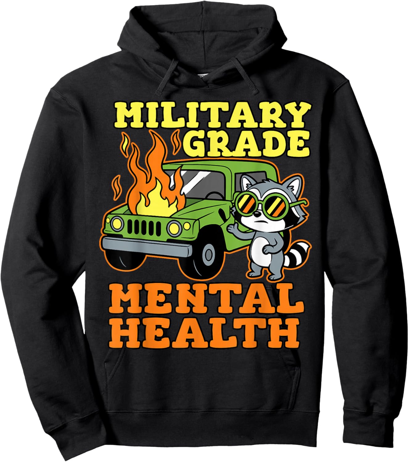 Raccoon Mental Health Awareness Military Grade Therapist Hoodie - Hoodie | Black