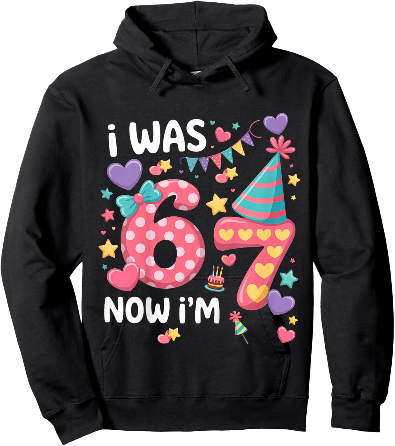 I was 6 Now I'm 7 Girls 7 Years Old Birthday Girl 7 Birthday Hoodie - Hoodie | Black