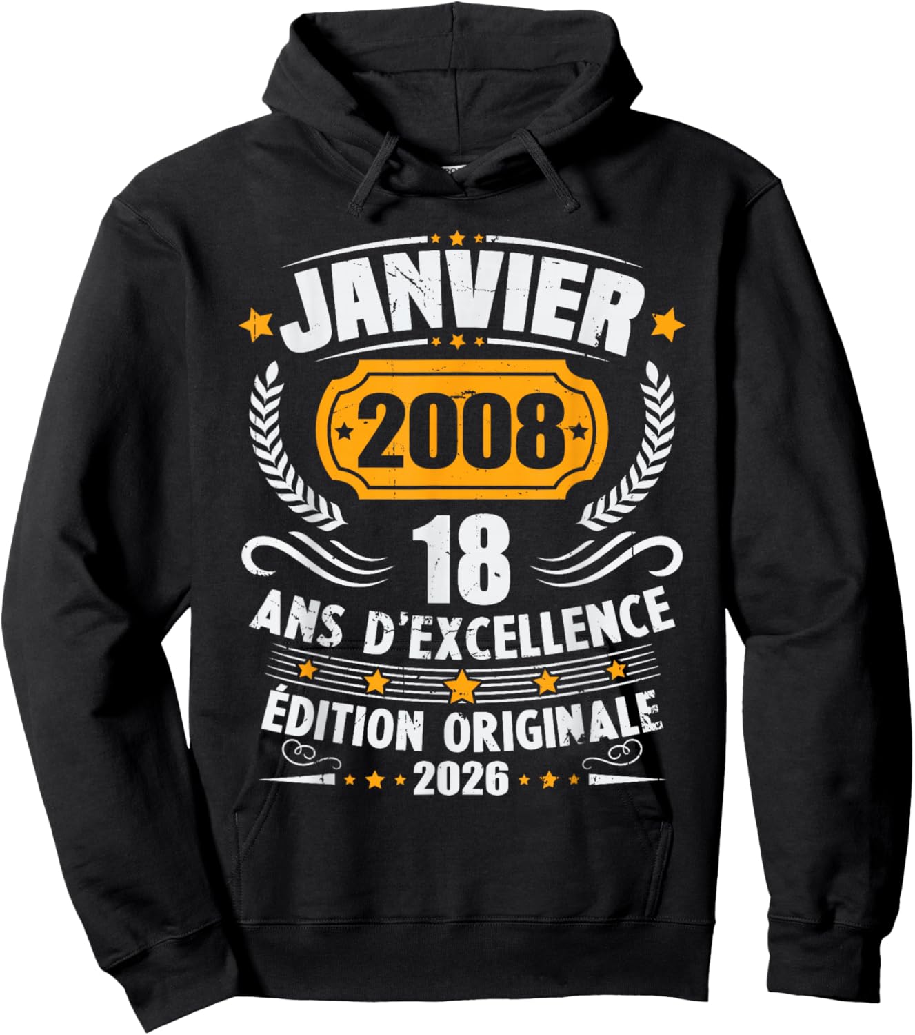 Vintage January 2008 Birthday Gift 18 Years Boys Hoodie - Hoodie | Black