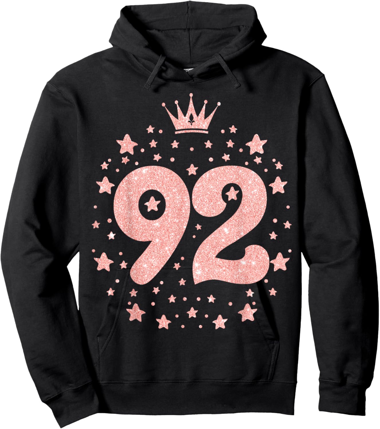 92 Pink Crown 92 Years Old Happy 92nd Birthday Girl Women Hoodie - Hoodie | Black