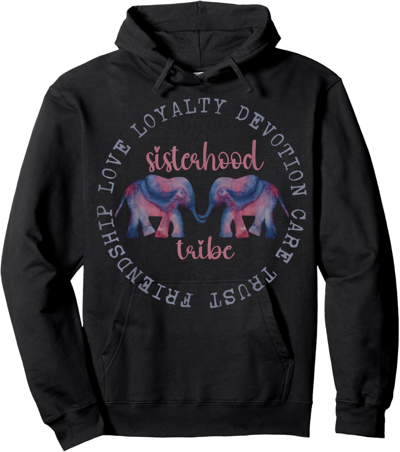 Elephant Friendship Sisterhood Tribe Squad Crew Friend Group Hoodie - Hoodie | Black