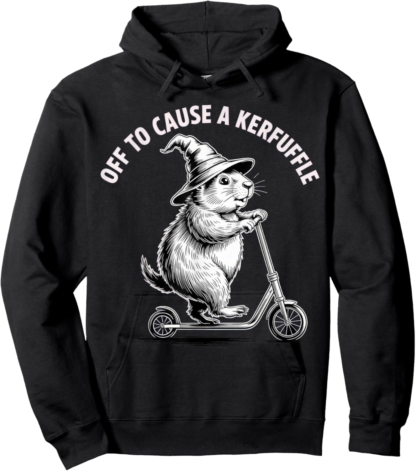Off to Cause A Kerfuffle Meme Capybara Hoodie - Hoodie | Black